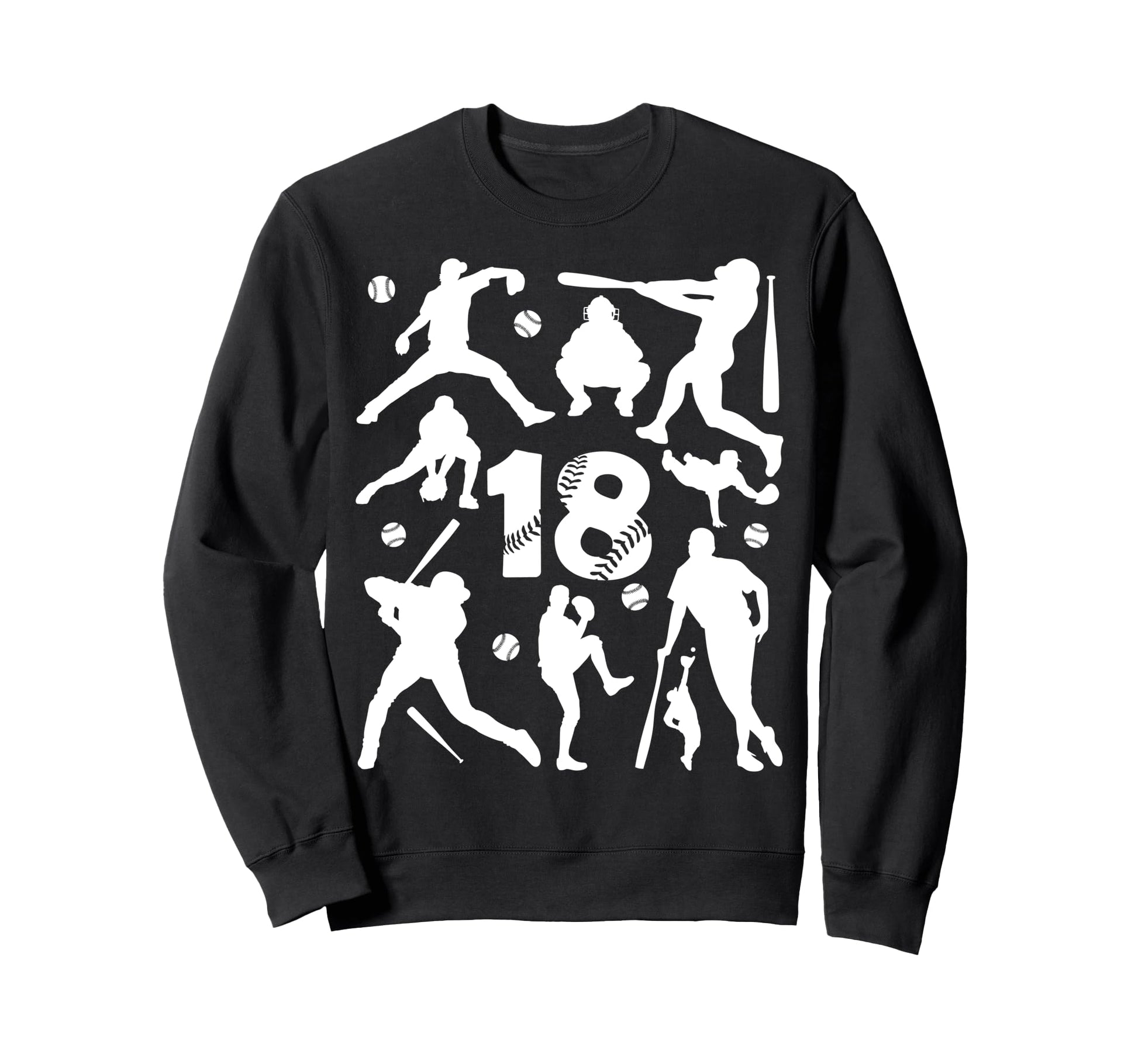 Number 18 Years Baseball 18Th Birthday Sweatshirt - Graphic Print Men Women - T-Shirt, Sweatshirt, Hoodie