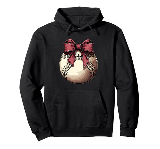 Baseball Coquette Bow Baseball Player Hoodie - Aesthetic Graphic Men Women - T-Shirt, Sweatshirt, Hoodie