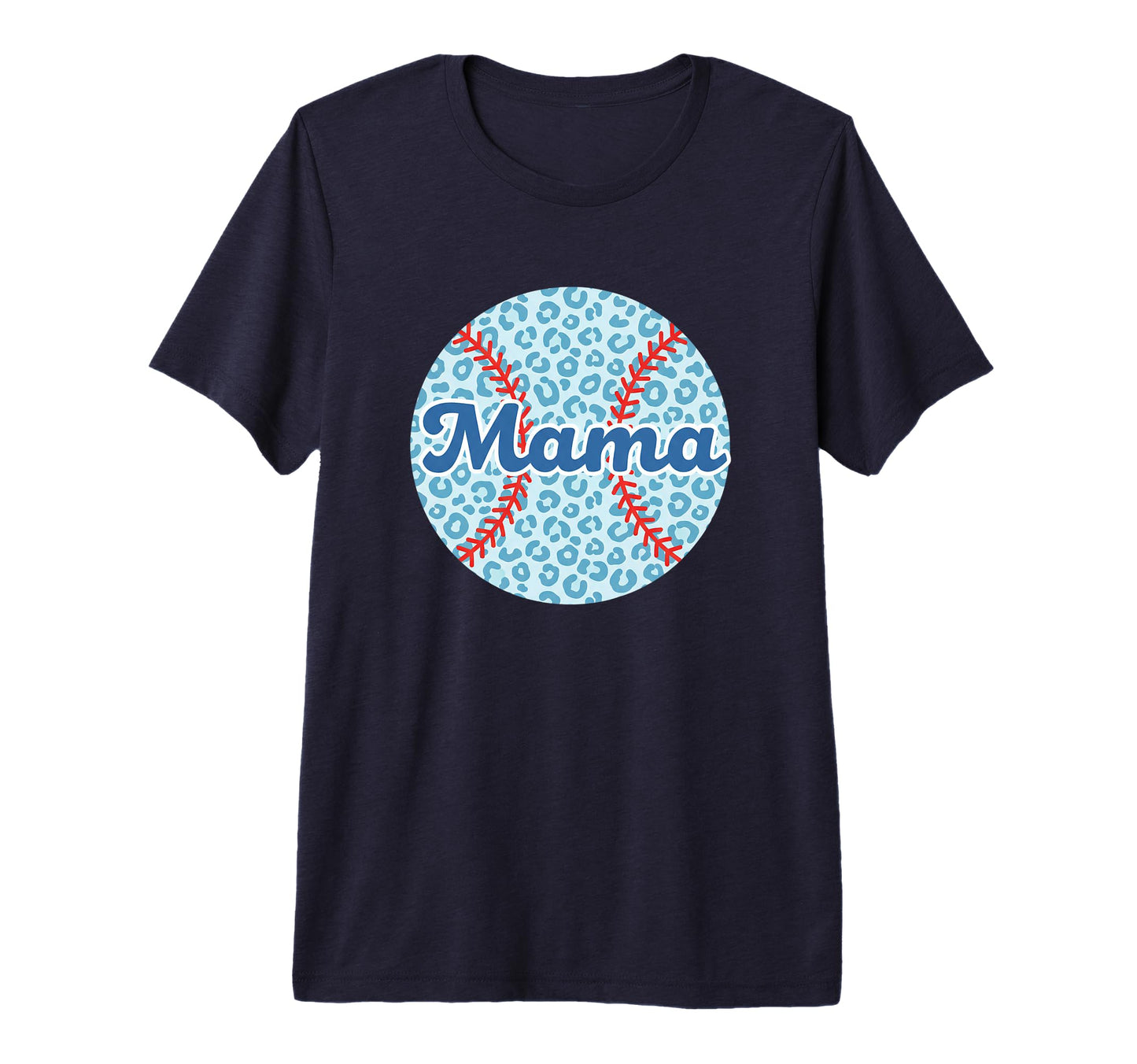 Mama Leopard Baseball Mom Circle Tri Blend T-Shirt - Unique Graphic Unisex - T-Shirt, Sweatshirt, Hoodie