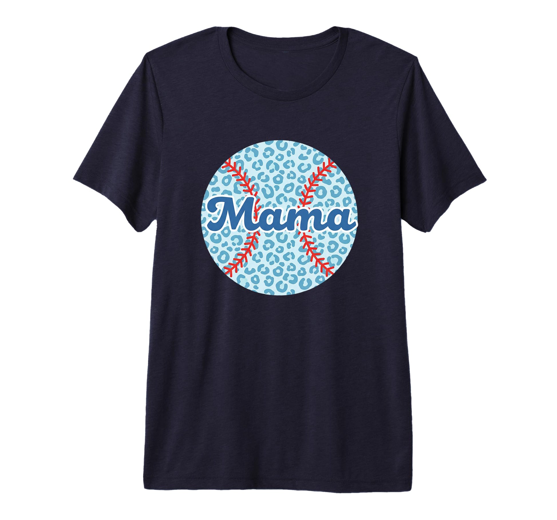 Mama Leopard Baseball Mom Circle Tri Blend T-Shirt - Unique Graphic Unisex - T-Shirt, Sweatshirt, Hoodie