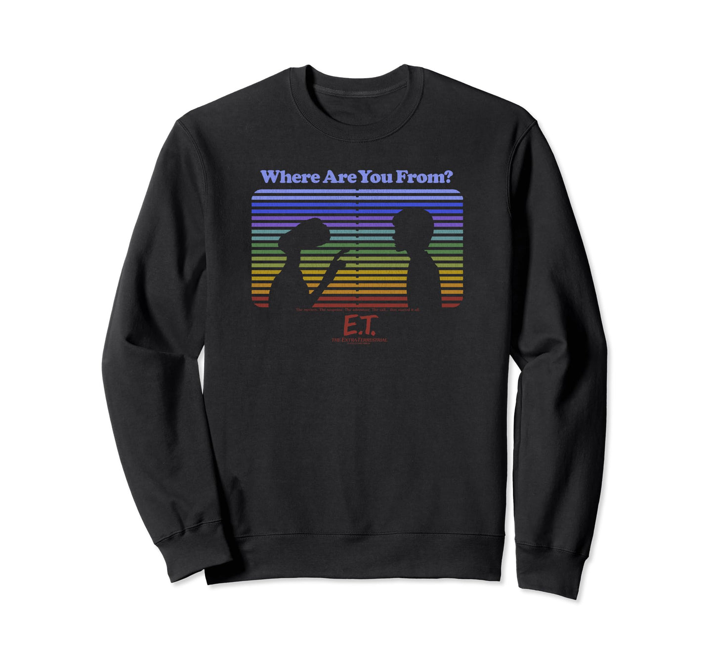 E T And Elliott Rainbow Stripe Sweatshirt - Aesthetic Graphic Unisex - T-Shirt, Sweatshirt, Hoodie