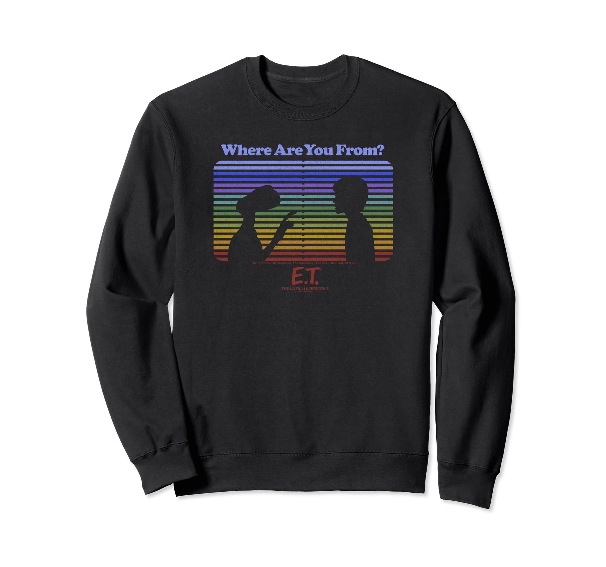 E T And Elliott Rainbow Stripe Sweatshirt - Aesthetic Graphic Unisex - T-Shirt, Sweatshirt, Hoodie