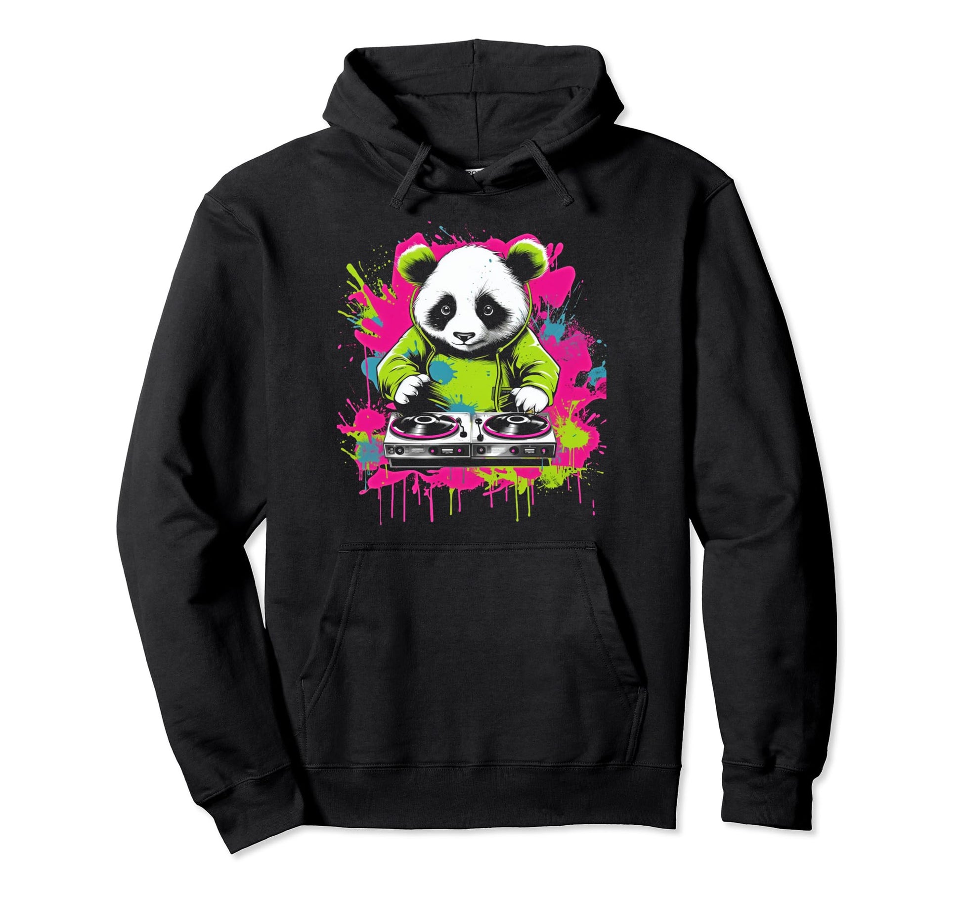 Kawaii Panda Dj Japanese Edm Y2K Hoodie - Minimalist Print Men Women - T-Shirt, Sweatshirt, Hoodie
