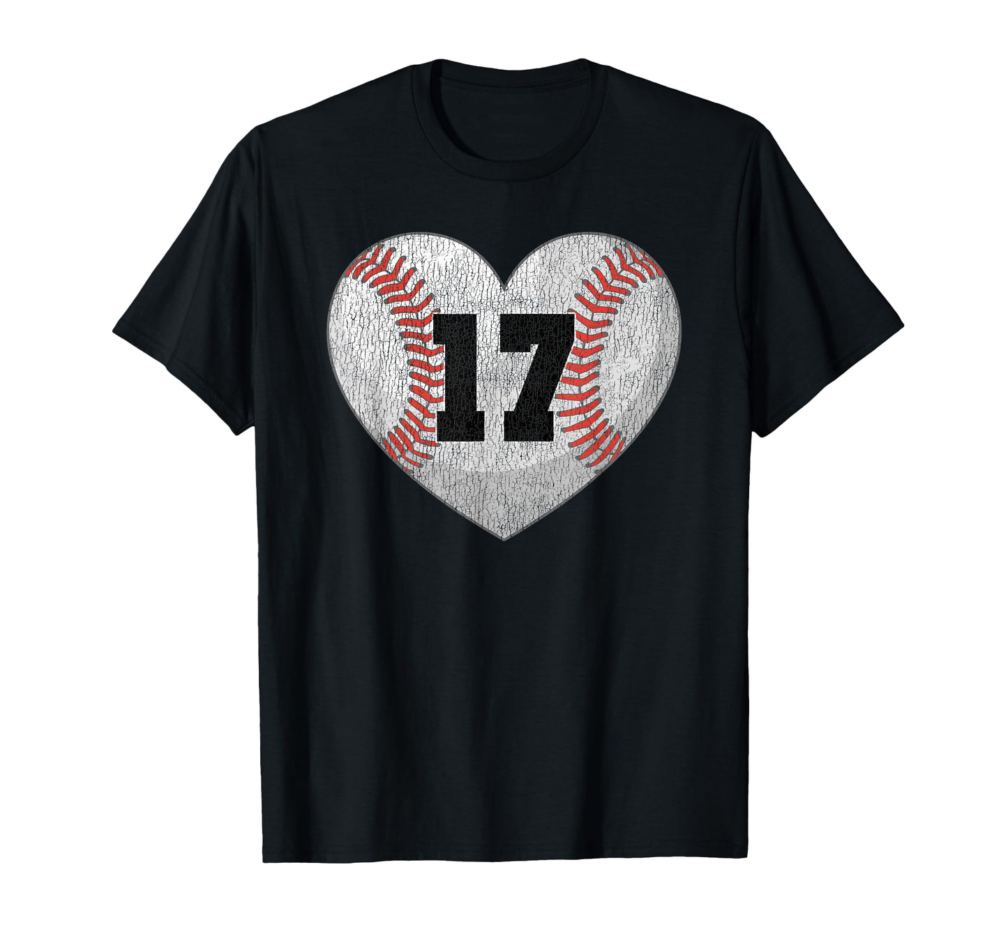 Baseball Number 17 Distressed Heart T-Shirt - Aesthetic Graphic Men Women - T-Shirt, Sweatshirt, Hoodie