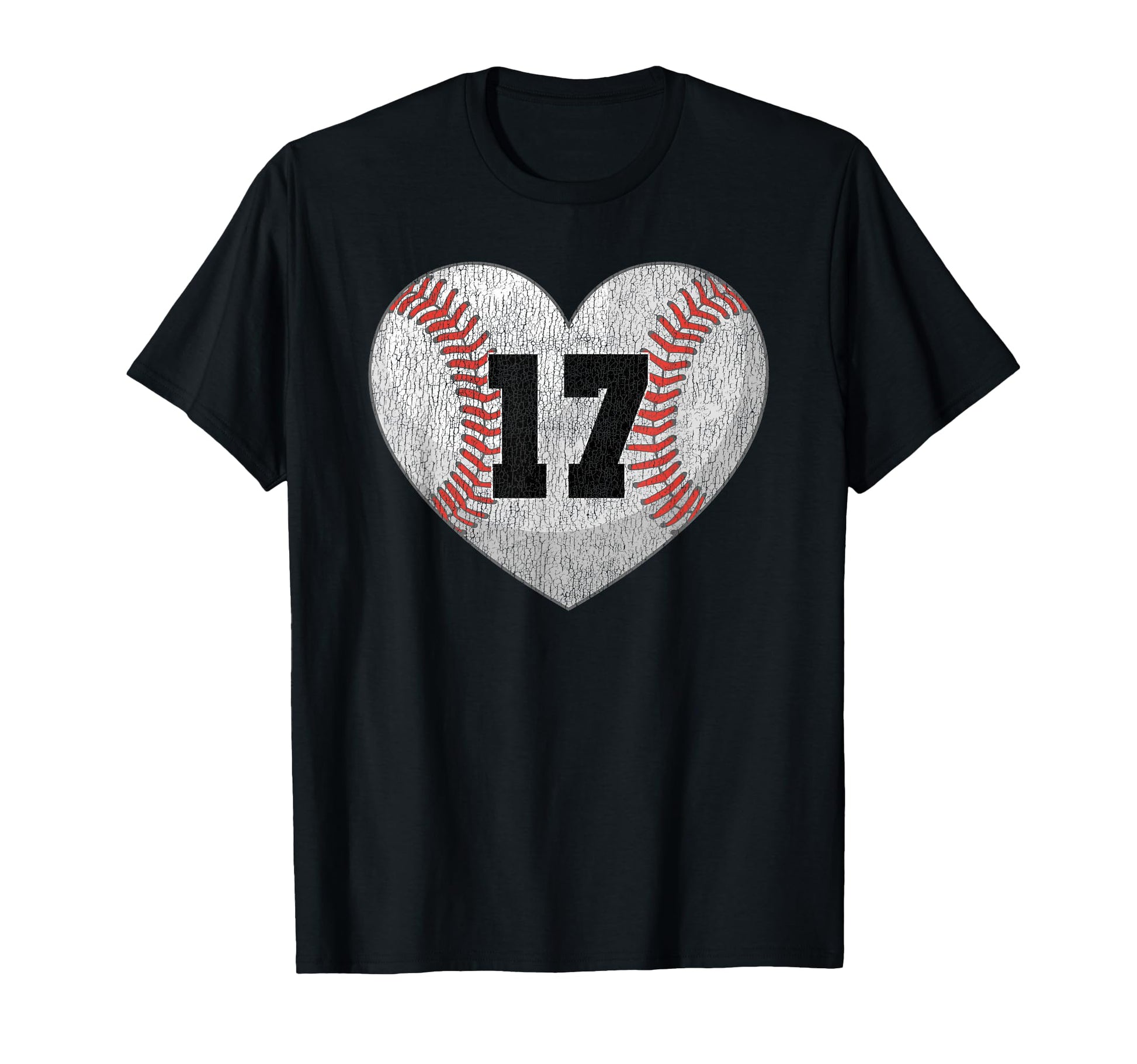 Baseball Number 17 Distressed Heart T-Shirt - Aesthetic Graphic Men Women - T-Shirt, Sweatshirt, Hoodie