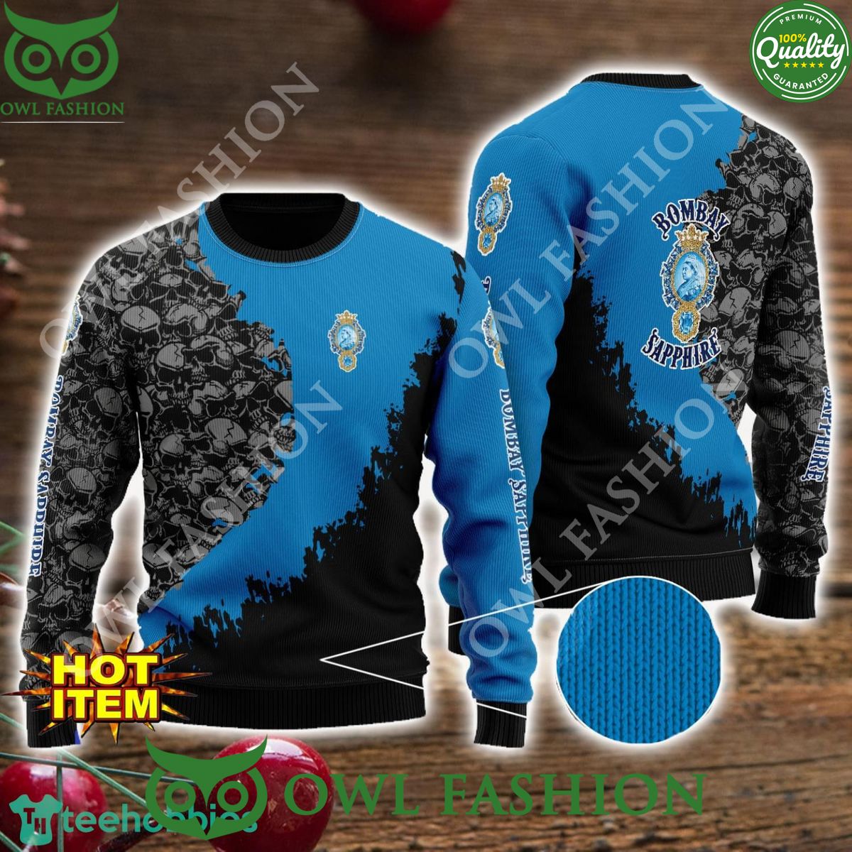 Bombay Sapphire Skull Halloween AOP 3D Ugly Sweater - Adult & Kids T-Shirts, Sweatshirts & Hoodies apparel design preview 1