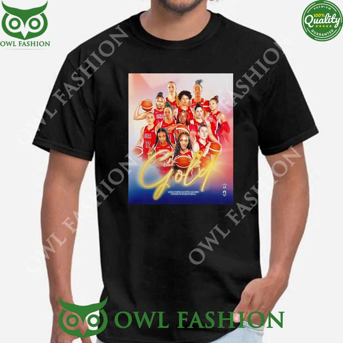 Usa Gold 2024 Paris Olympic Games Womens Basketball - Adult & Kids T-Shirts, Sweatshirts & Hoodies apparel design preview 1