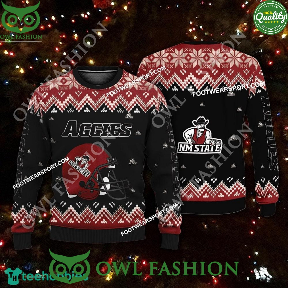 Logo Pattern Helmet New Mexico State Aggies Xmas 3D - Adult & Kids T-Shirts, Sweatshirts & Hoodies apparel design preview 1