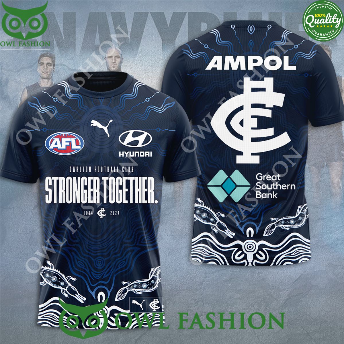 Carlton Football Club Stronger Together Hyundai 3D - Adult & Kids T-Shirts, Sweatshirts & Hoodies apparel design preview 1