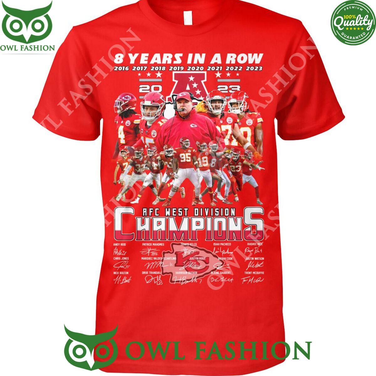 8 years in a row KC Chiefs AFC West Division - Adult & Kids T-Shirts, Sweatshirts & Hoodies apparel design preview 1