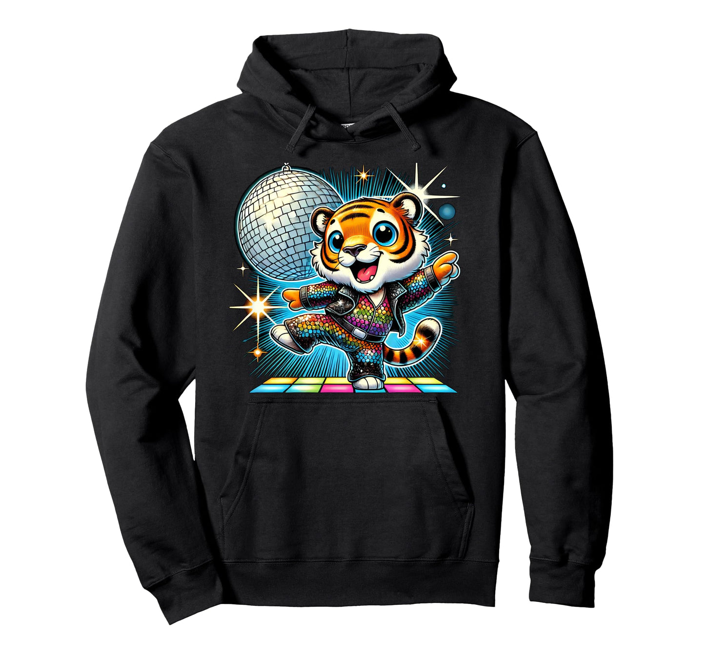 Aesthetic Tiger Disco Hoodie - Fun Novelty Design Men Women - T-Shirt, Sweatshirt, Hoodie