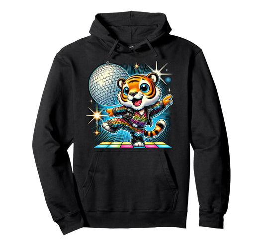 Aesthetic Tiger Disco Hoodie - Fun Novelty Design Men Women - T-Shirt, Sweatshirt, Hoodie