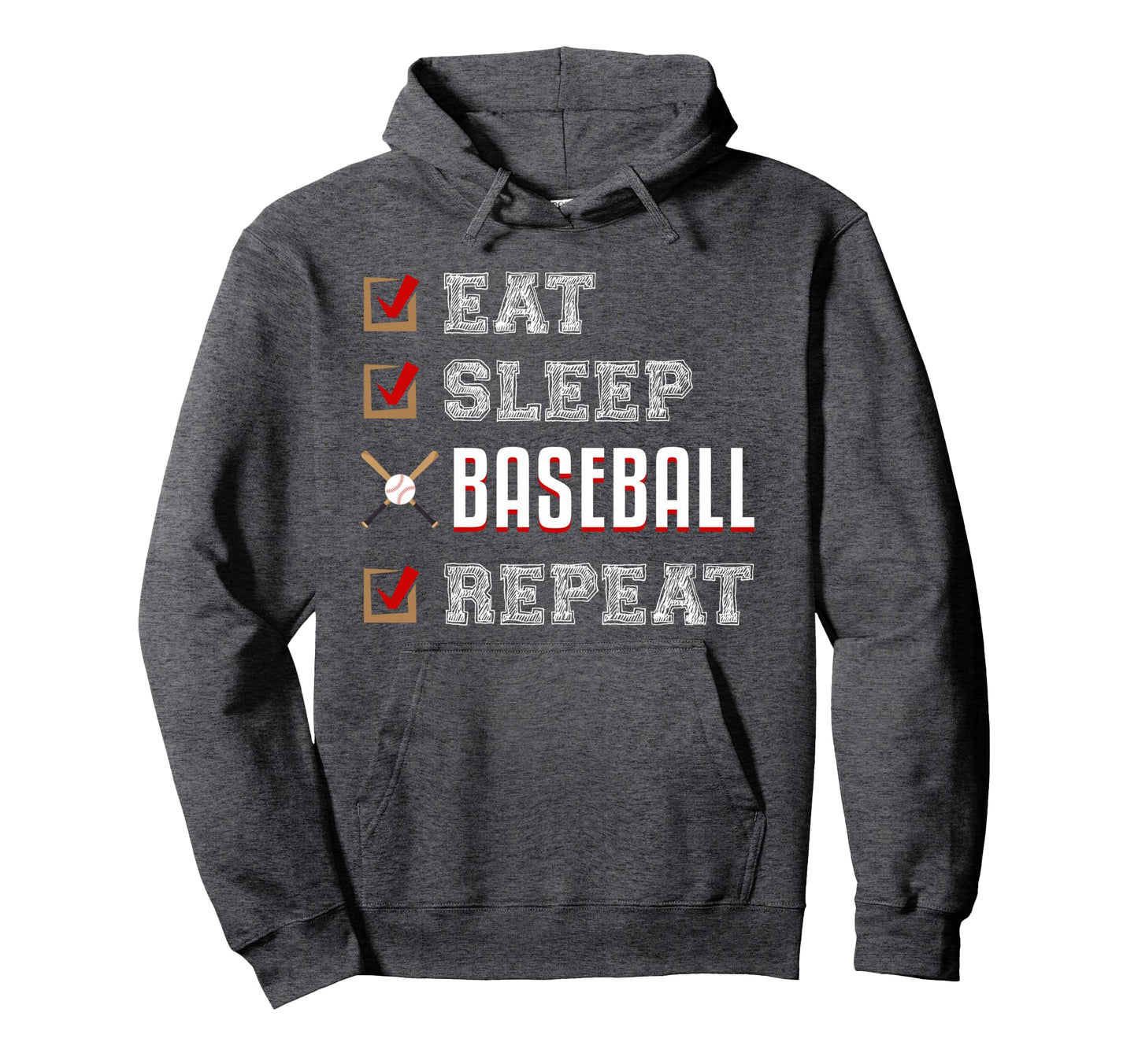 Eat Sleep Baseball Repeat Baseball Coach Hoodie - Graphic Print Unisex - T-Shirt, Sweatshirt, Hoodie