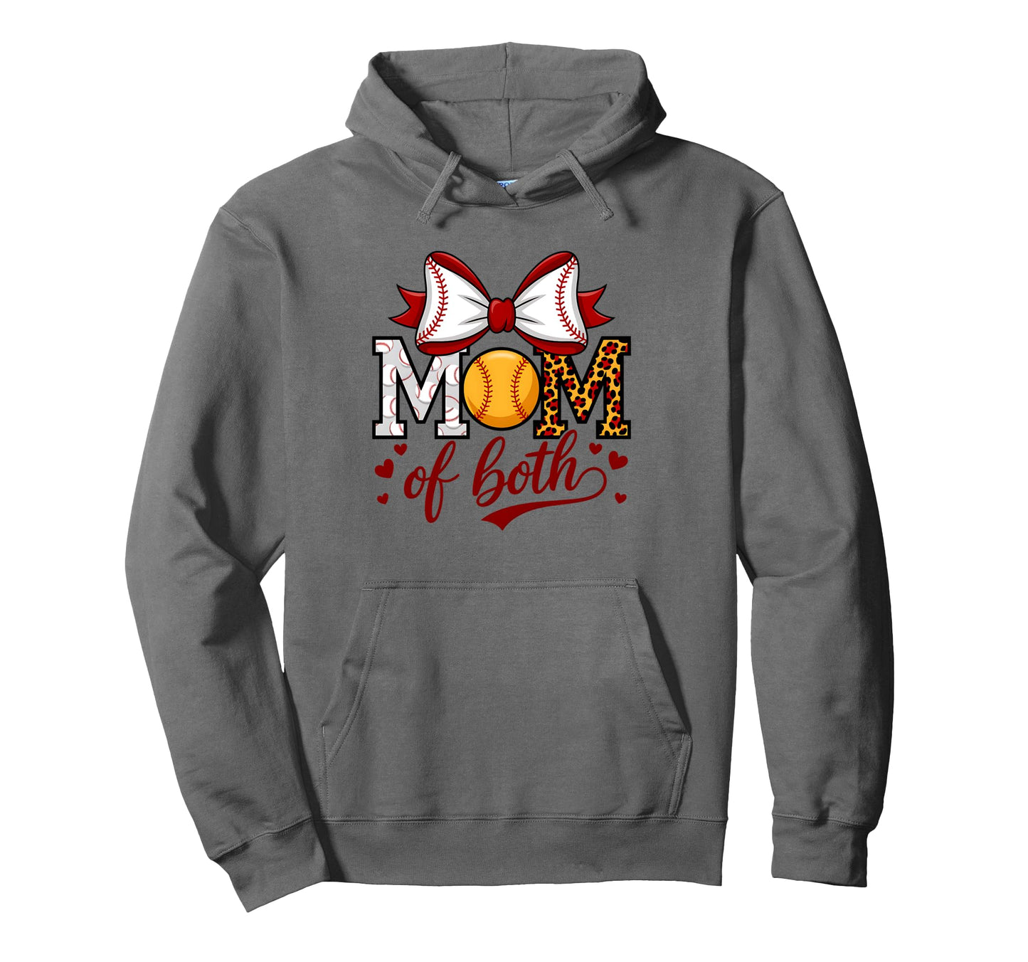 Mom Both Leopard Game Day Baseball Hoodie - Graphic Print Men Women - T-Shirt, Sweatshirt, Hoodie