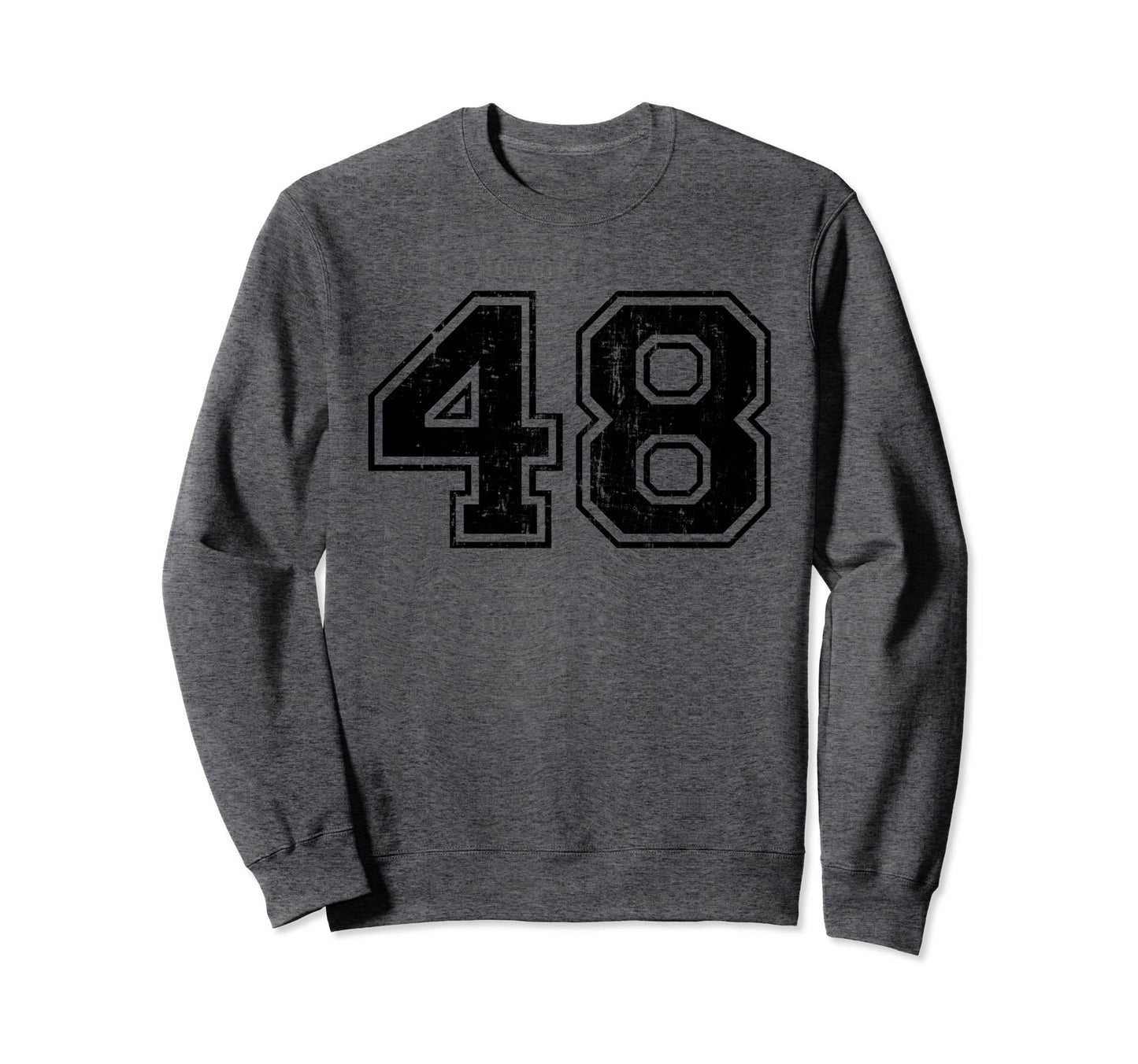 Number 48 Varsity Distressed Sweatshirt - Streetwear Style for Adults - T-Shirt, Sweatshirt, Hoodie