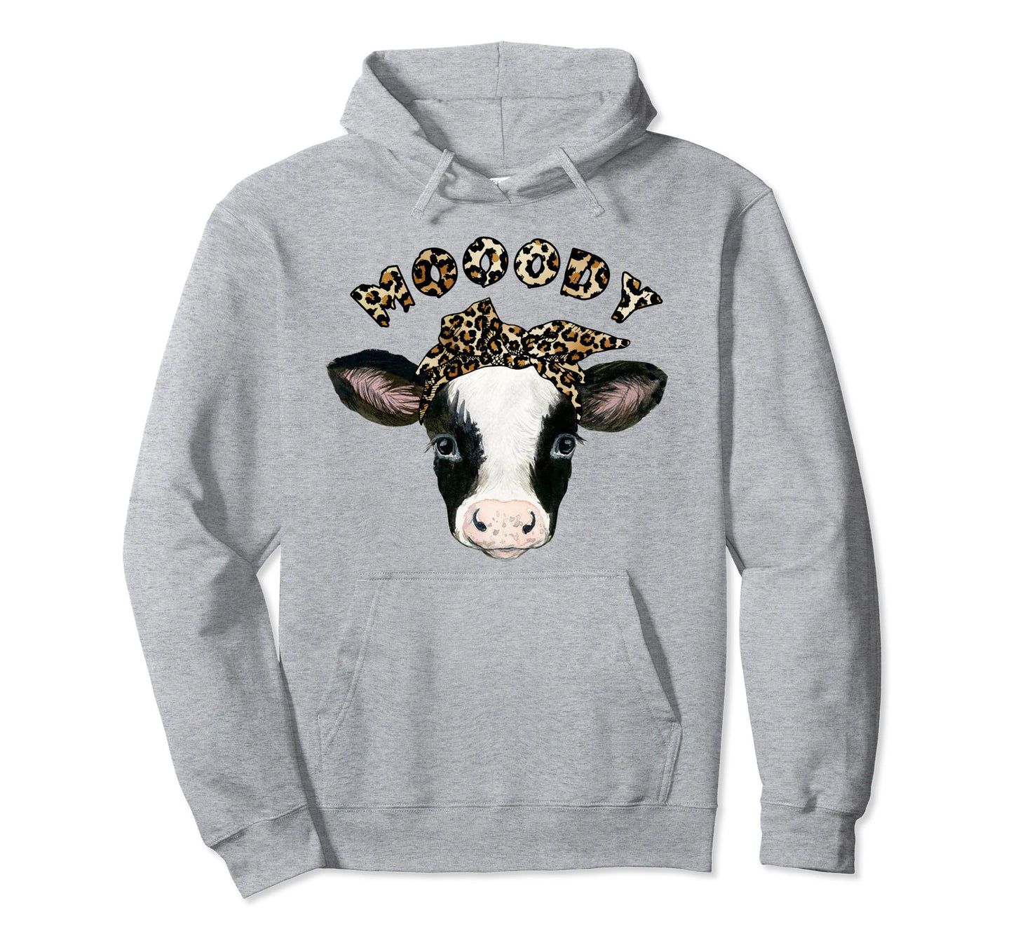 Leopard Moody Bandana Cow Hoodie - Custom Art Print Men Women - T-Shirt, Sweatshirt, Hoodie