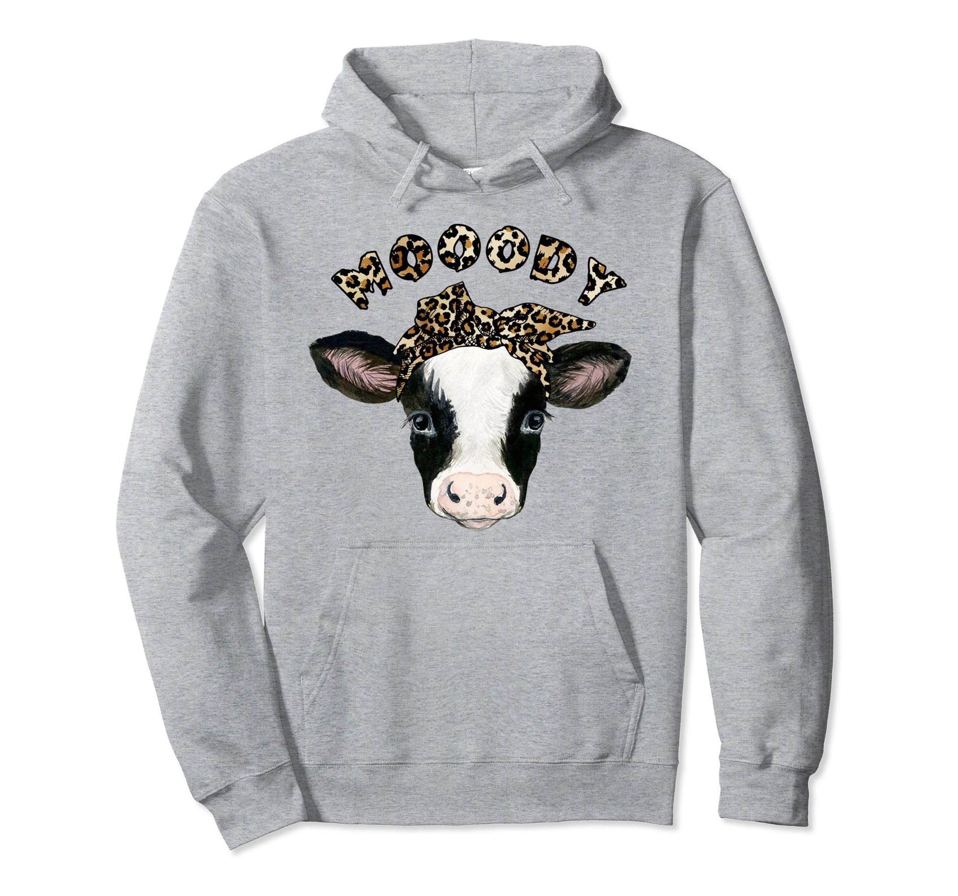 Leopard Moody Bandana Cow Hoodie - Custom Art Print Men Women - T-Shirt, Sweatshirt, Hoodie
