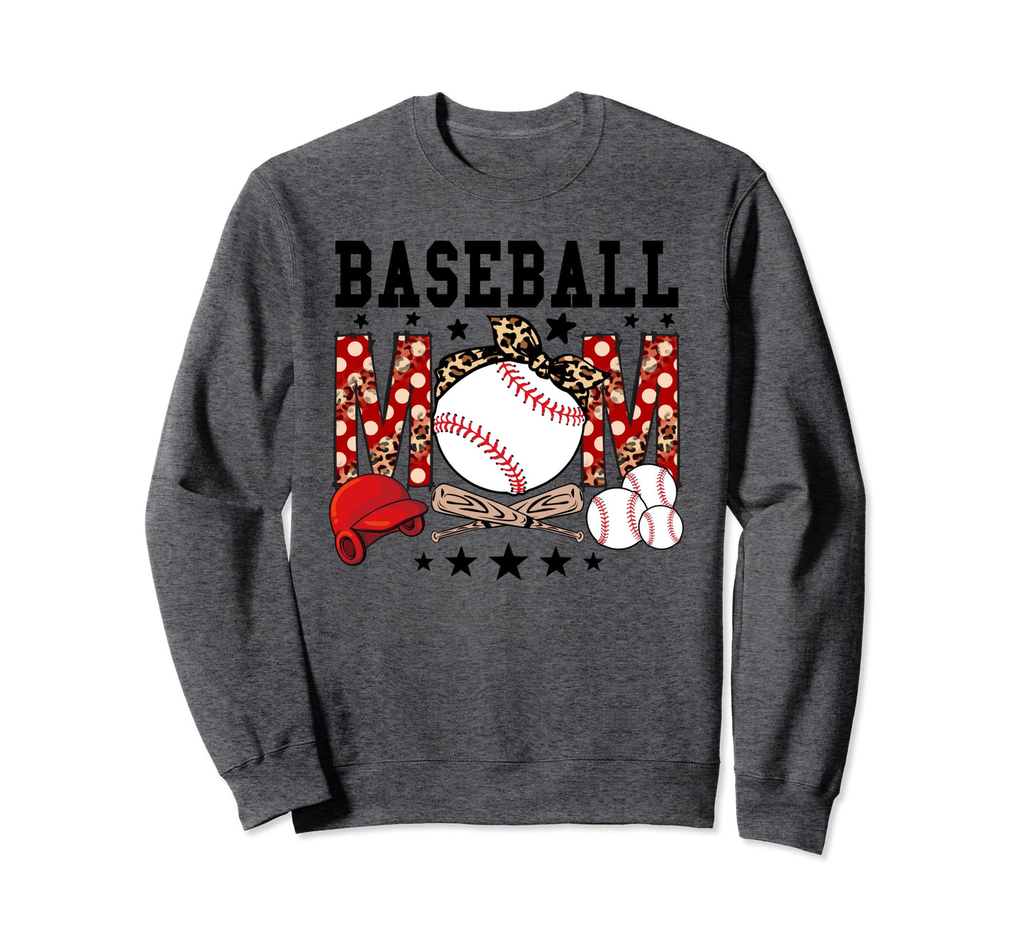 Softball Baseball Mom Leopard Sweatshirt - Fun Novelty Design Men Women - T-Shirt, Sweatshirt, Hoodie
