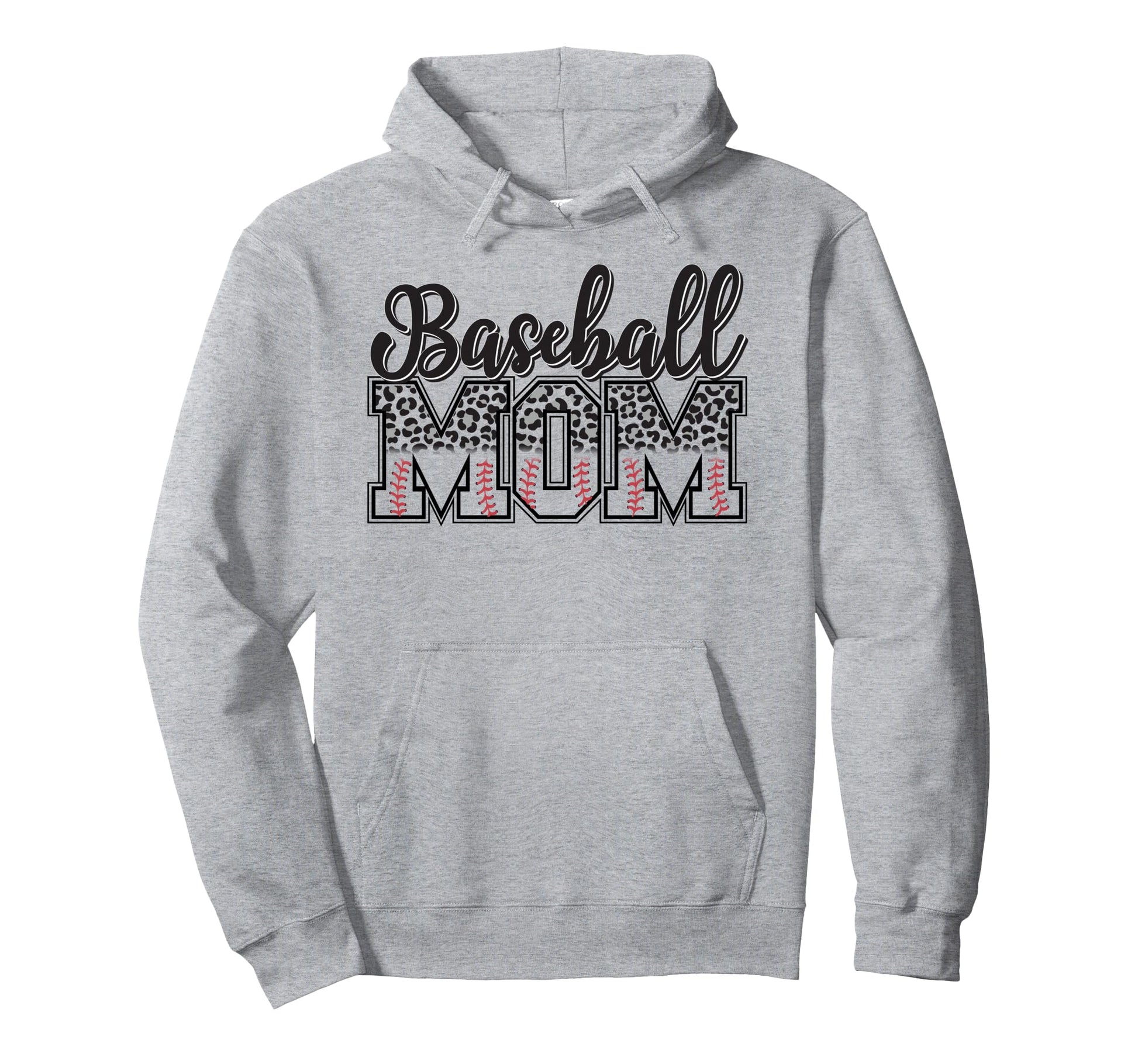 Baseball Mom Leopard Funny Softball Hoodie - Minimalist Print for Adults - T-Shirt, Sweatshirt, Hoodie