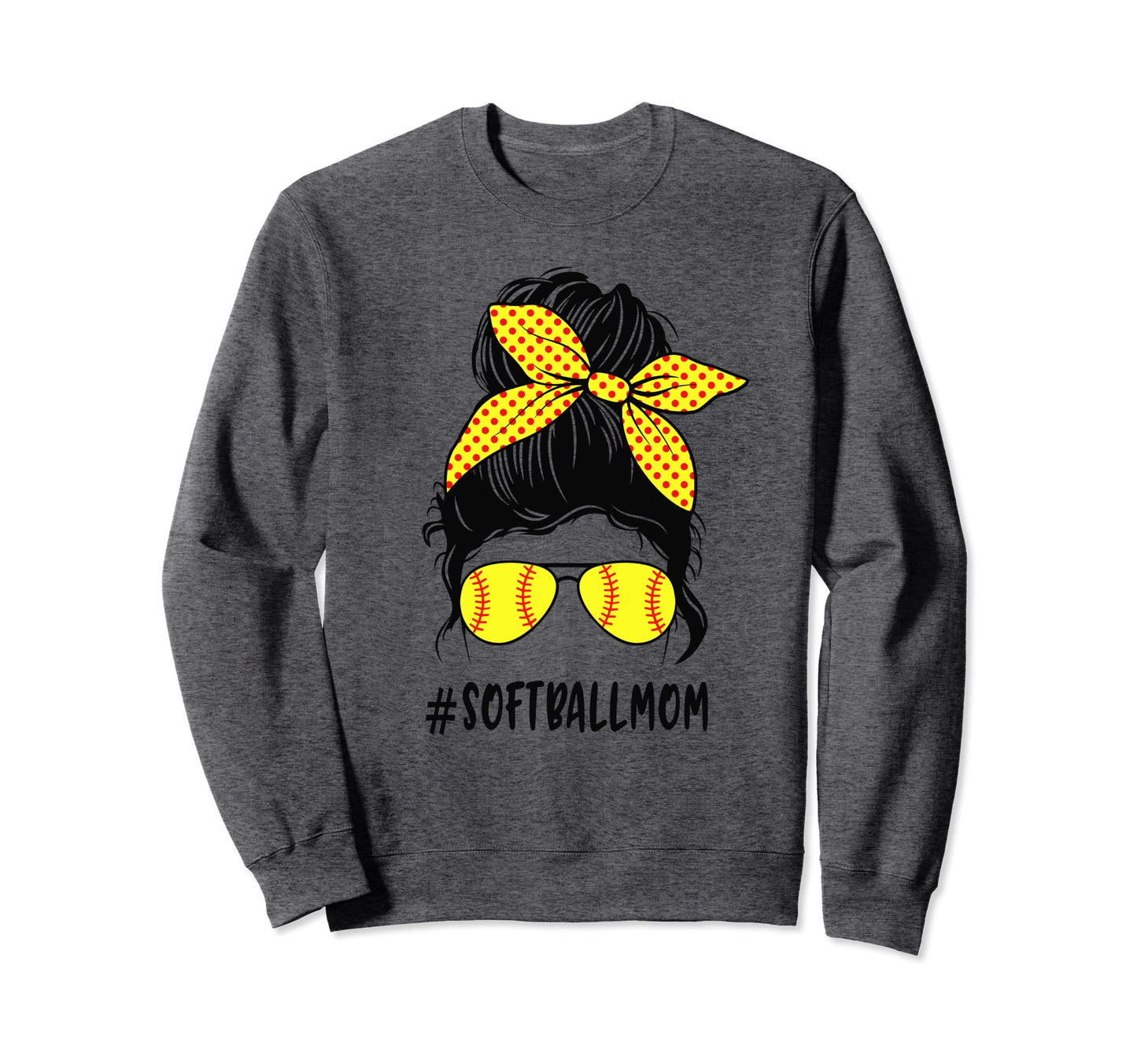 Funny Softball Mom Life Messy Bun Sweatshirt - Minimalist Print for Adults - T-Shirt, Sweatshirt, Hoodie