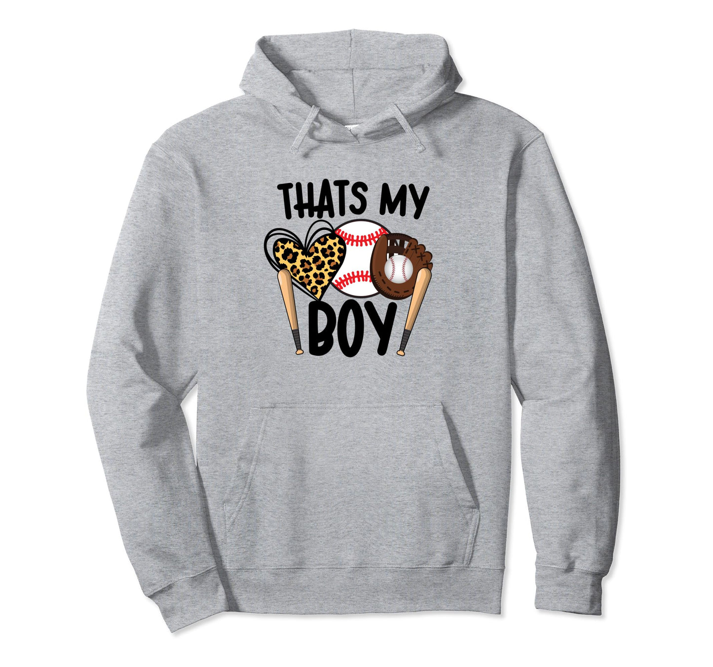 Thats My Son Leopard Heart Baseball Mom Hoodie - Unique Graphic for Adults - T-Shirt, Sweatshirt, Hoodie