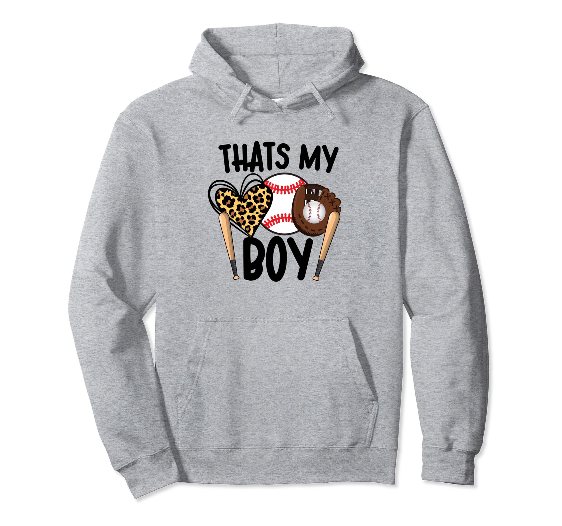 Thats My Son Leopard Heart Baseball Mom Hoodie - Unique Graphic for Adults - T-Shirt, Sweatshirt, Hoodie
