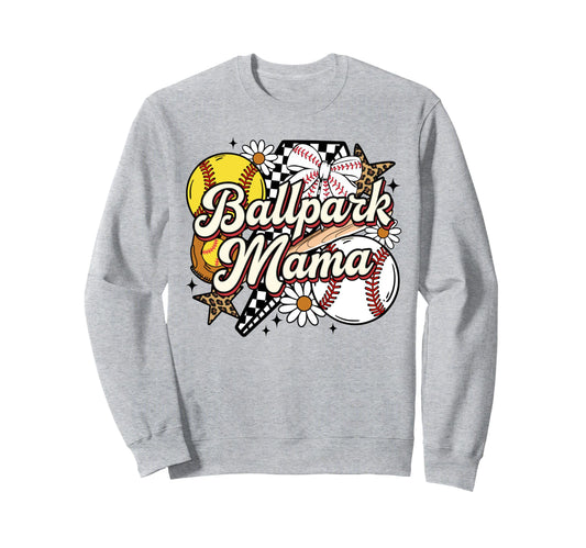Ballpark Mama Funny Leopard Sweatshirt - Minimalist Print Men Women - T-Shirt, Sweatshirt, Hoodie