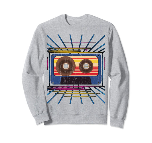 80S Music Lover Cassette Sweatshirt - Fun Novelty Design for Adults - T-Shirt, Sweatshirt, Hoodie