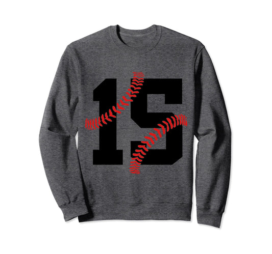 15 Years Baseball 15Th Birthday Sweatshirt - Aesthetic Graphic for Adults - T-Shirt, Sweatshirt, Hoodie