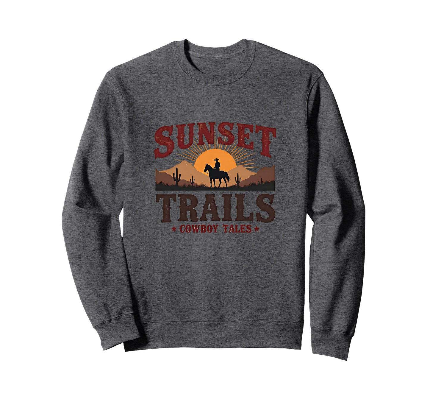 Sunset Trails Custom Cowboy Tales Sweatshirt - Unique Graphic Unisex - T-Shirt, Sweatshirt, Hoodie