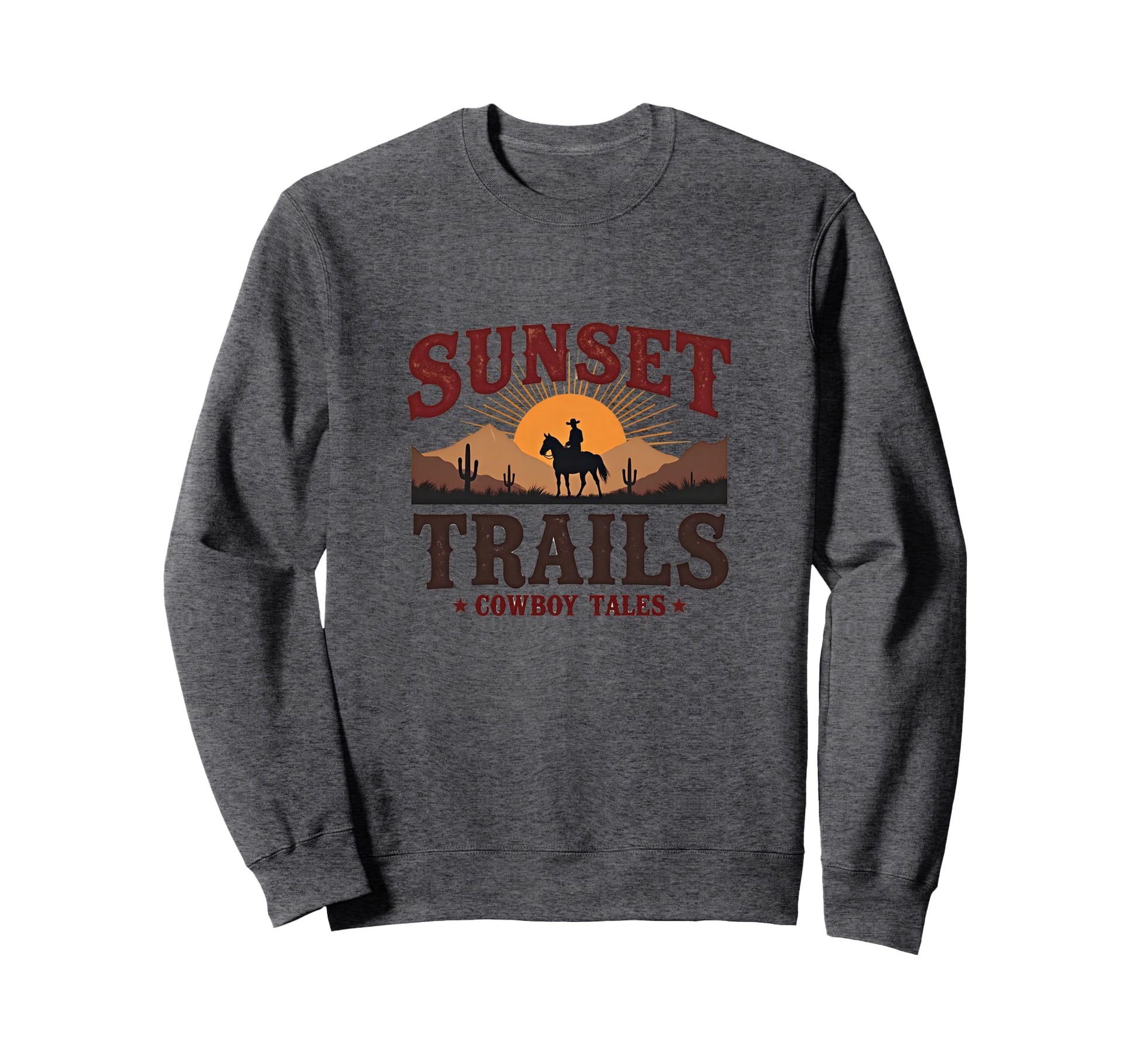 Sunset Trails Custom Cowboy Tales Sweatshirt - Unique Graphic Unisex - T-Shirt, Sweatshirt, Hoodie