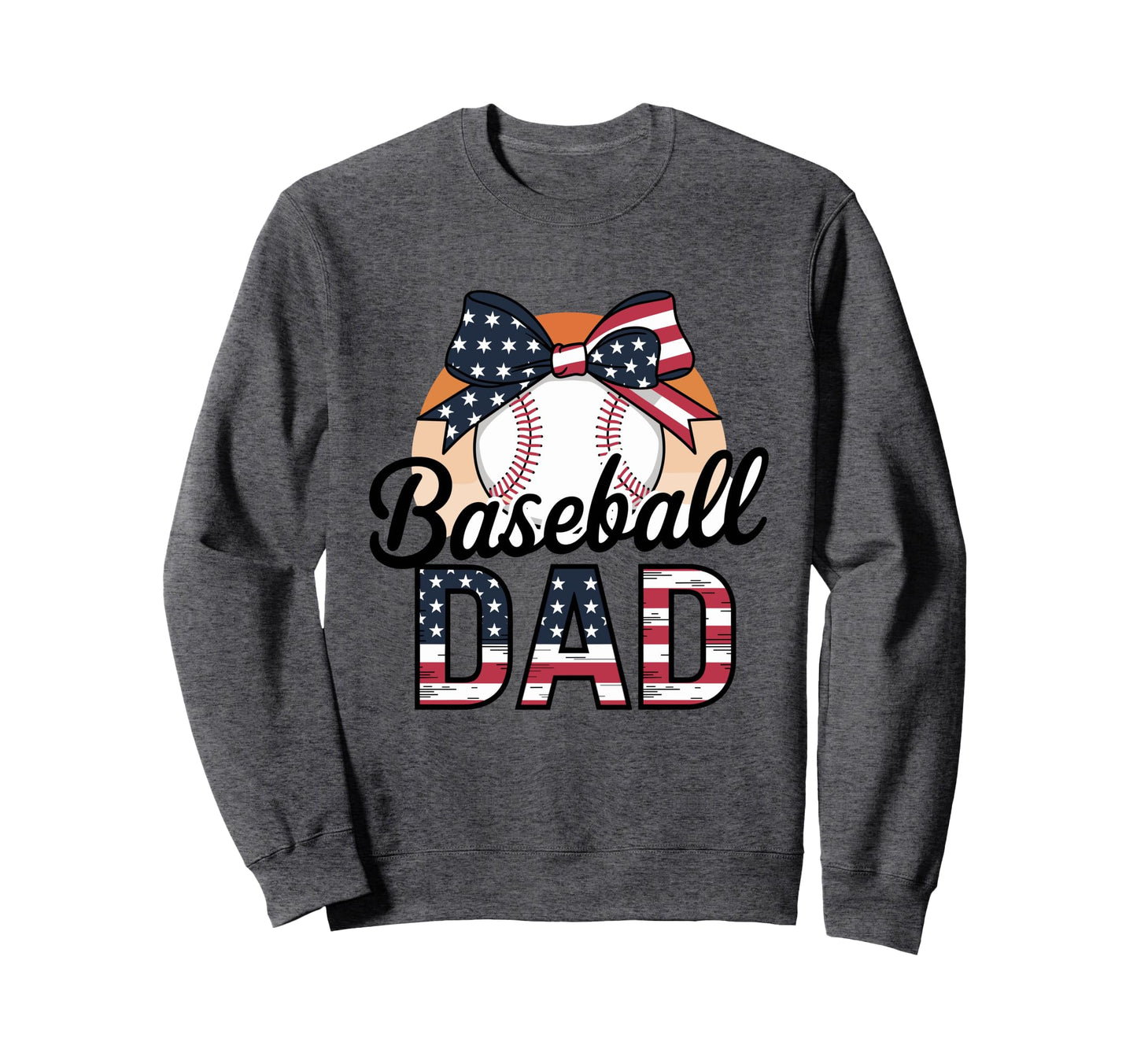 Baseball Dad American Flag Bow Sports Sweatshirt - Minimalist Print Unisex - T-Shirt, Sweatshirt, Hoodie