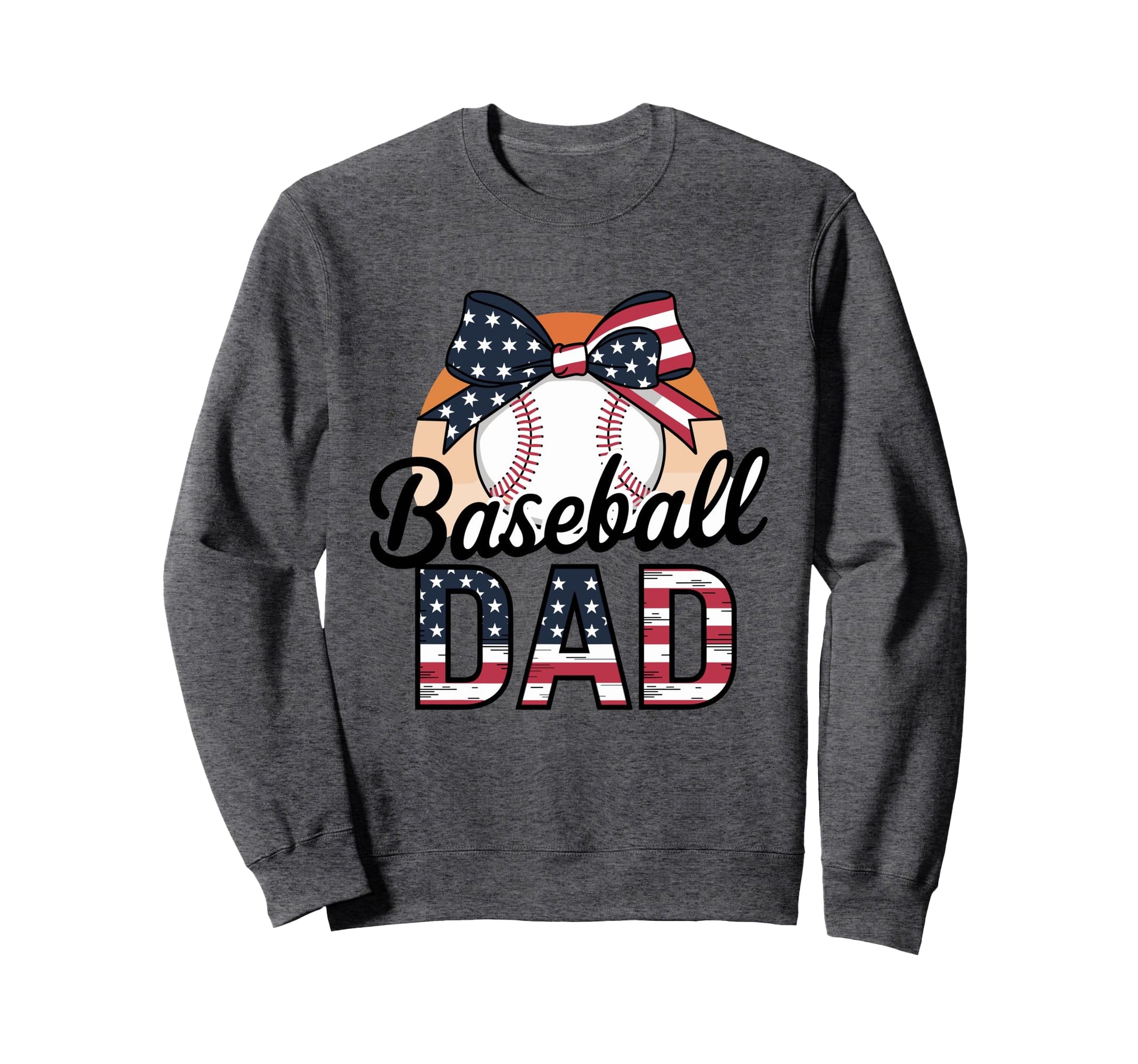 Baseball Dad American Flag Bow Sports Sweatshirt - Minimalist Print Unisex - T-Shirt, Sweatshirt, Hoodie