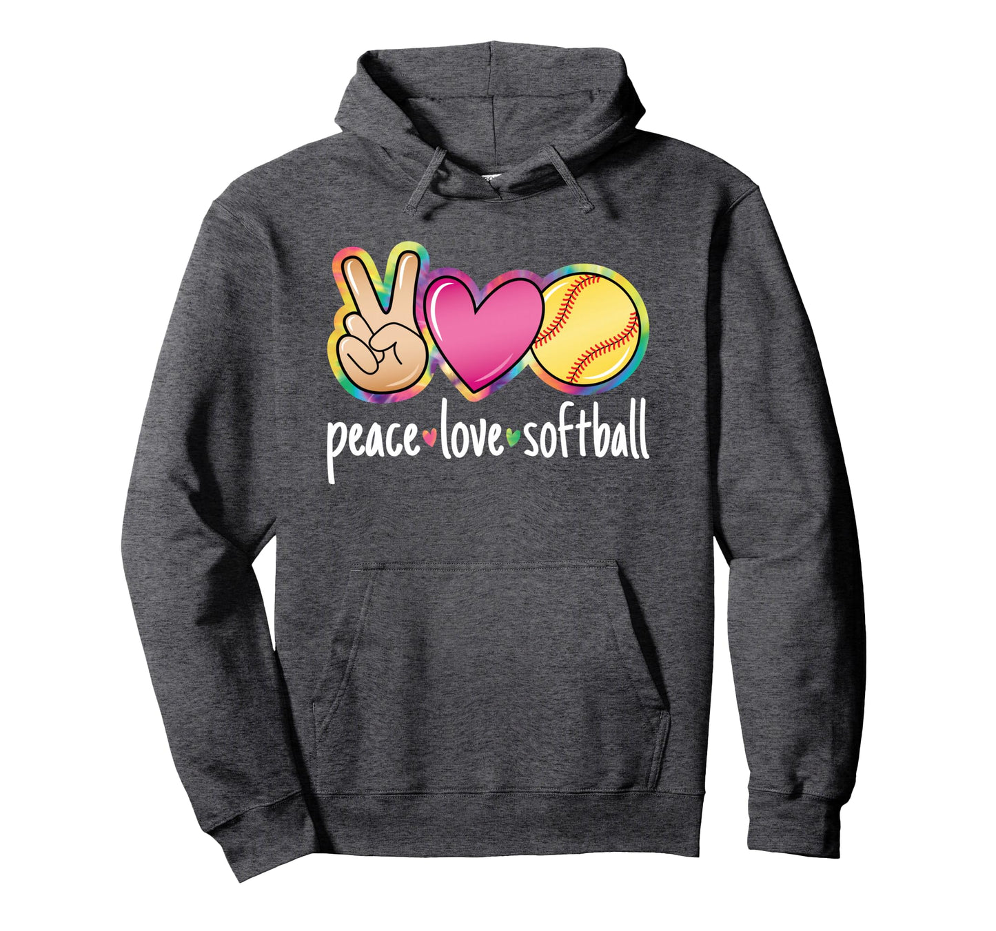 Peace Love Softball Softball Player Hoodie - Unique Graphic Unisex - T-Shirt, Sweatshirt, Hoodie