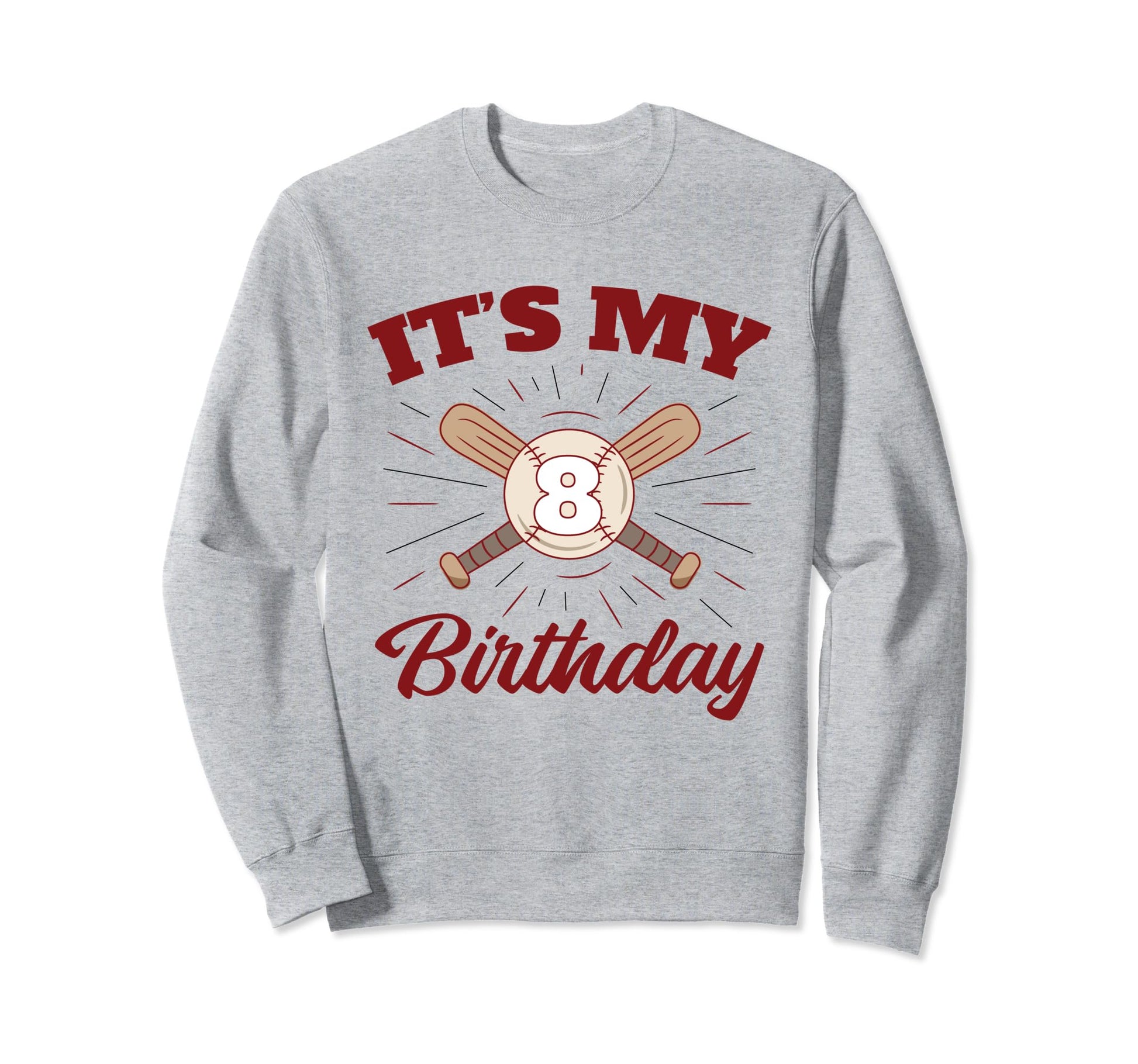 Birthday Baseball 8 Player 8Th Sweatshirt - Novelty Apparel for Adults - T-Shirt, Sweatshirt, Hoodie