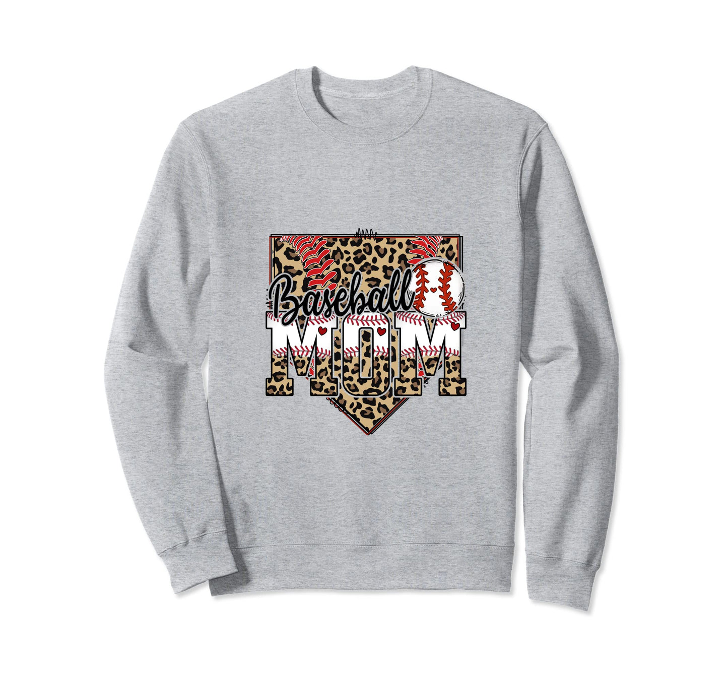 Baseball Mom Leopard Cheetah Sweatshirt - Casual Everyday Wear Men Women - T-Shirt, Sweatshirt, Hoodie