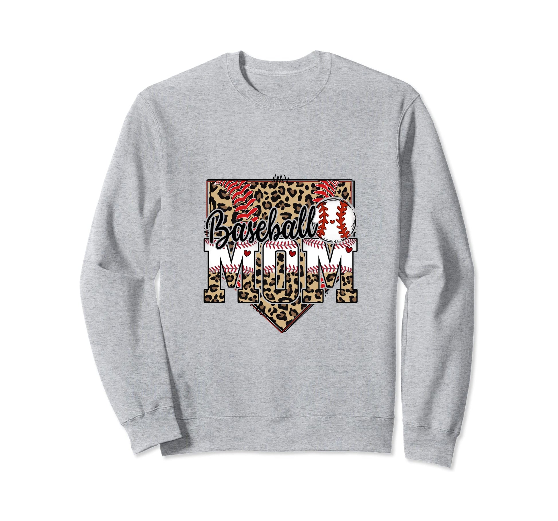 Baseball Mom Leopard Cheetah Sweatshirt - Casual Everyday Wear Men Women - T-Shirt, Sweatshirt, Hoodie