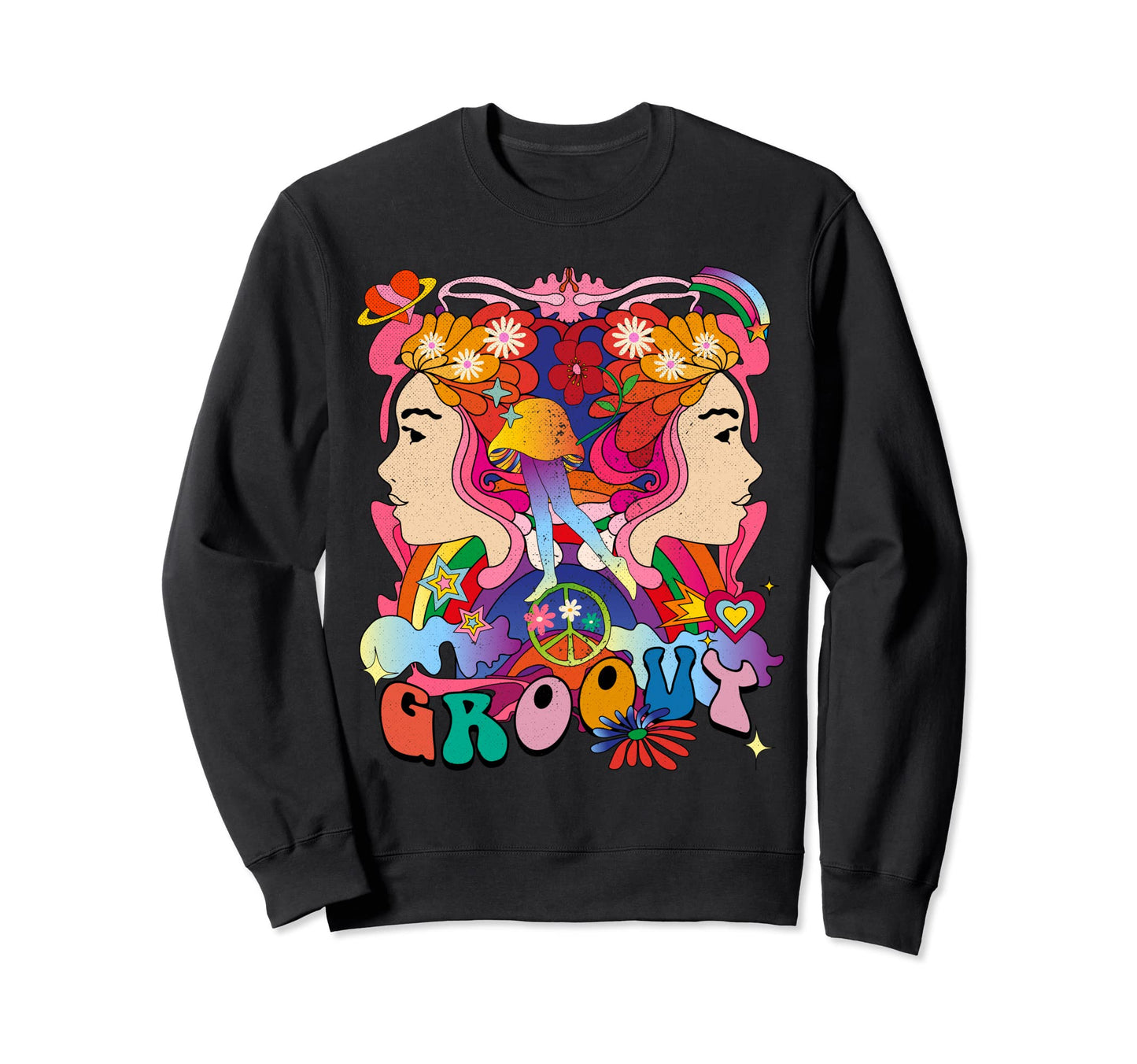 Stay Groovy 70S Music Festival Trippy Sweatshirt - Graphic Print Unisex - T-Shirt, Sweatshirt, Hoodie