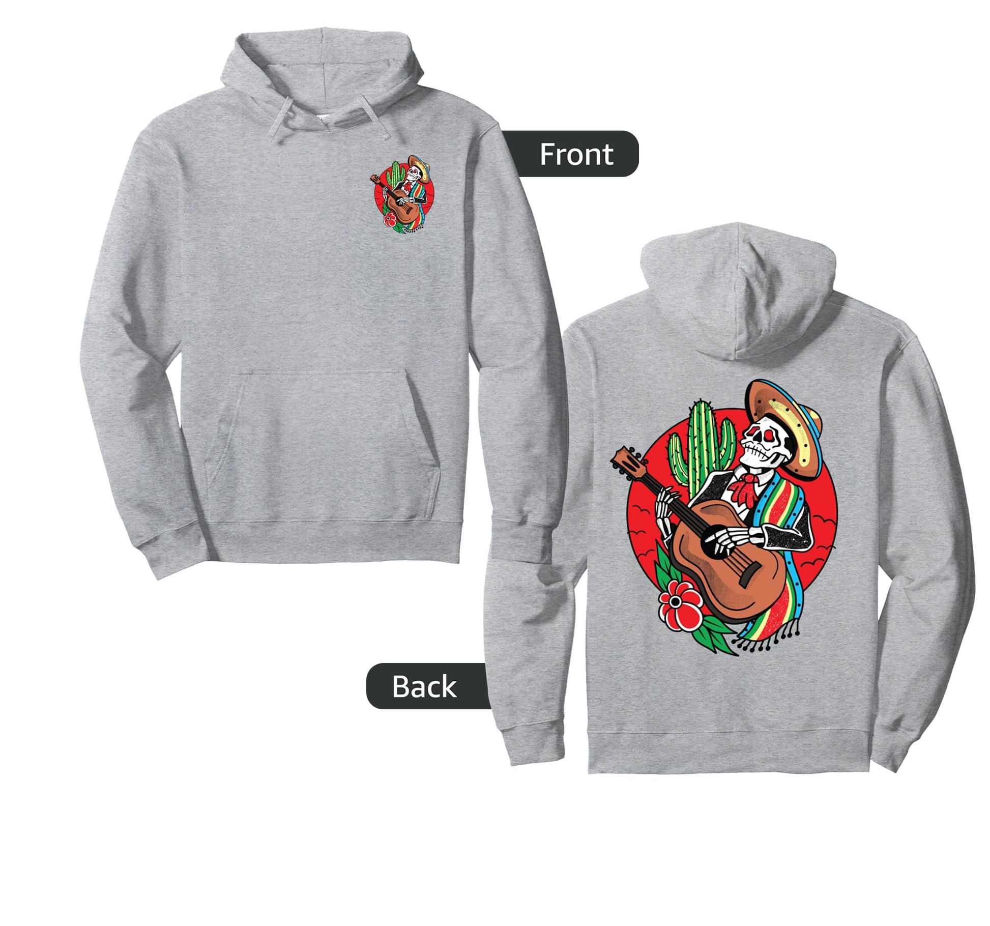 Mexican Skeleton Mariachi American Hoodie - Novelty Apparel Unisex - T-Shirt, Sweatshirt, Hoodie