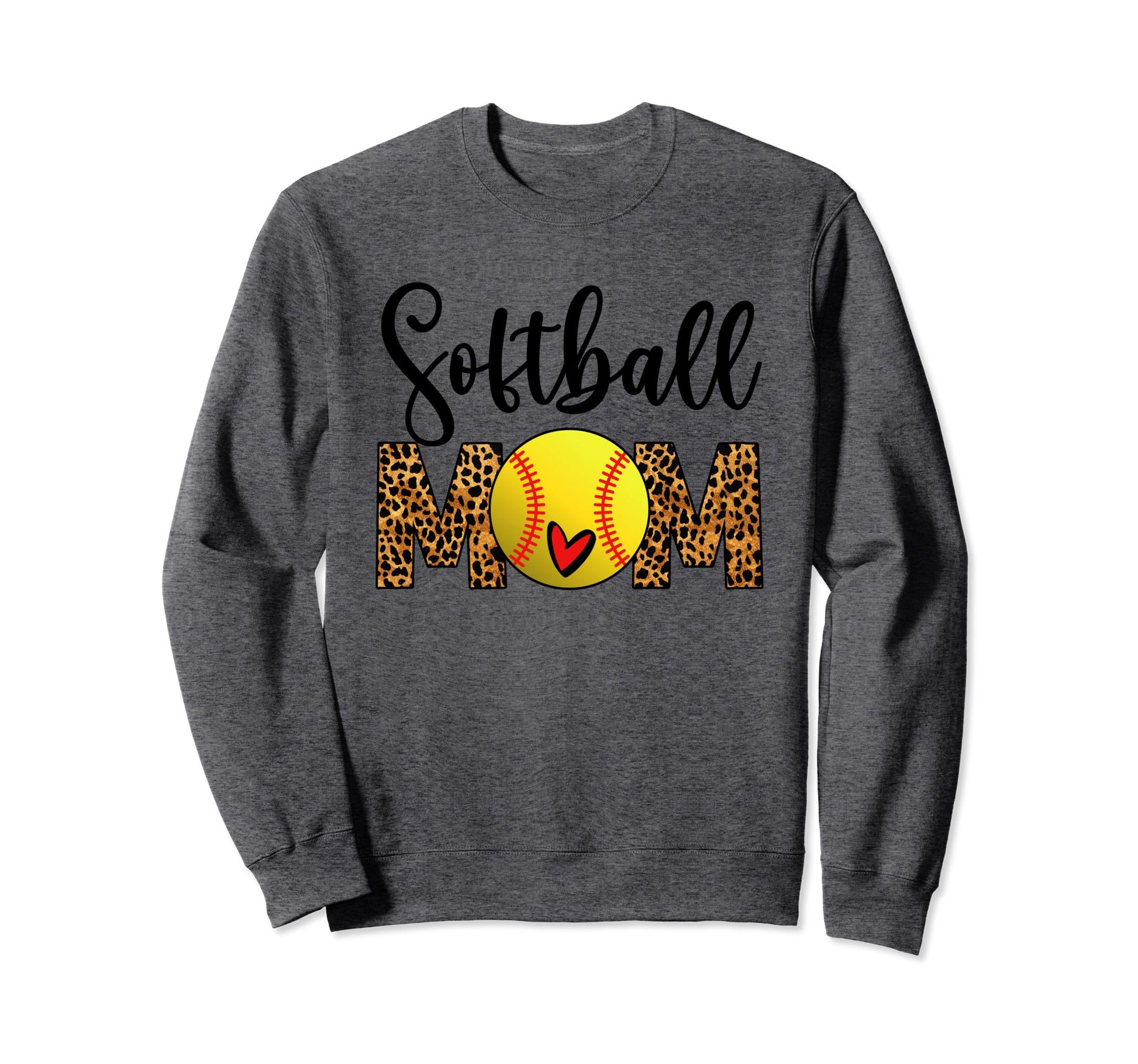 Softball Mom Leopard Funny Sweatshirt - Minimalist Print for Adults - T-Shirt, Sweatshirt, Hoodie