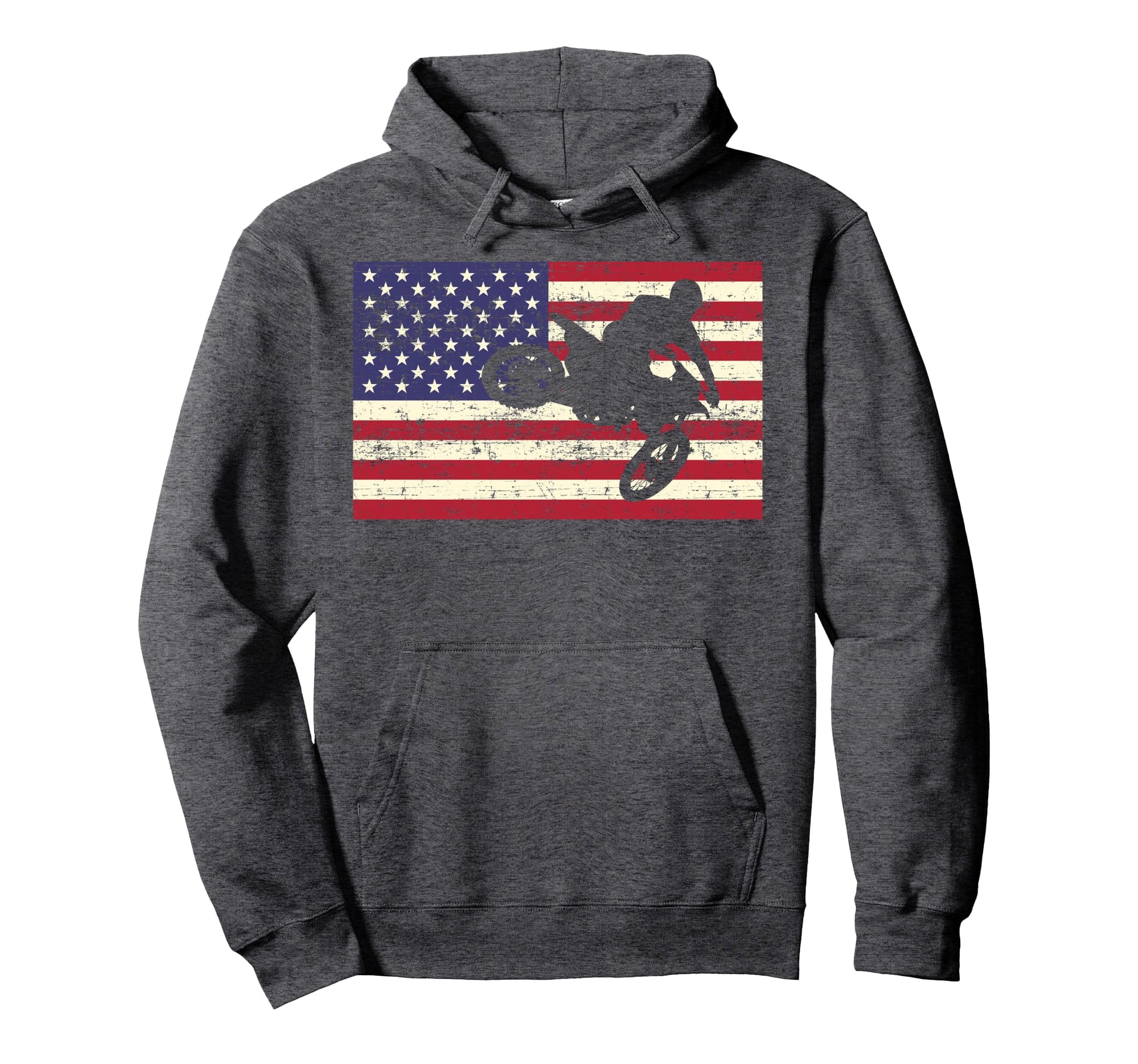 Dirt Bike American Flag Motocross Hoodie - Custom Art Print Men Women - T-Shirt, Sweatshirt, Hoodie