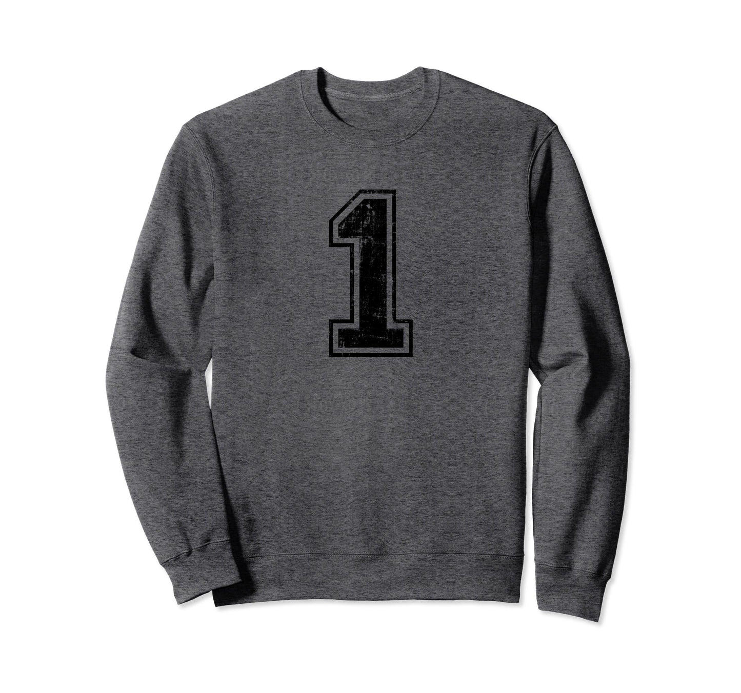 Number 1 One Varsity Distressed Sport Sweatshirt - Minimalist Print Unisex - T-Shirt, Sweatshirt, Hoodie