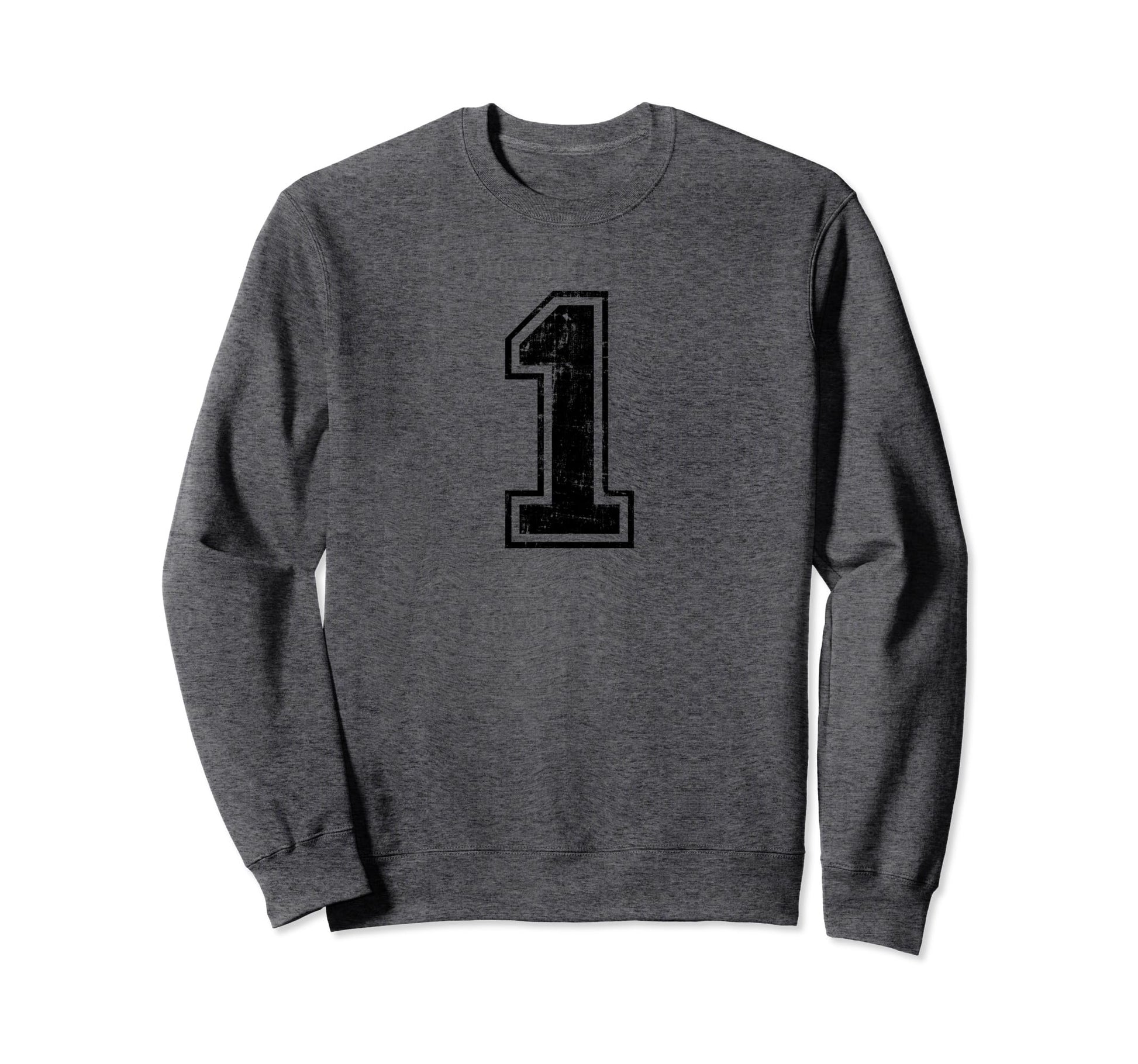 Number 1 One Varsity Distressed Sport Sweatshirt - Minimalist Print Unisex - T-Shirt, Sweatshirt, Hoodie