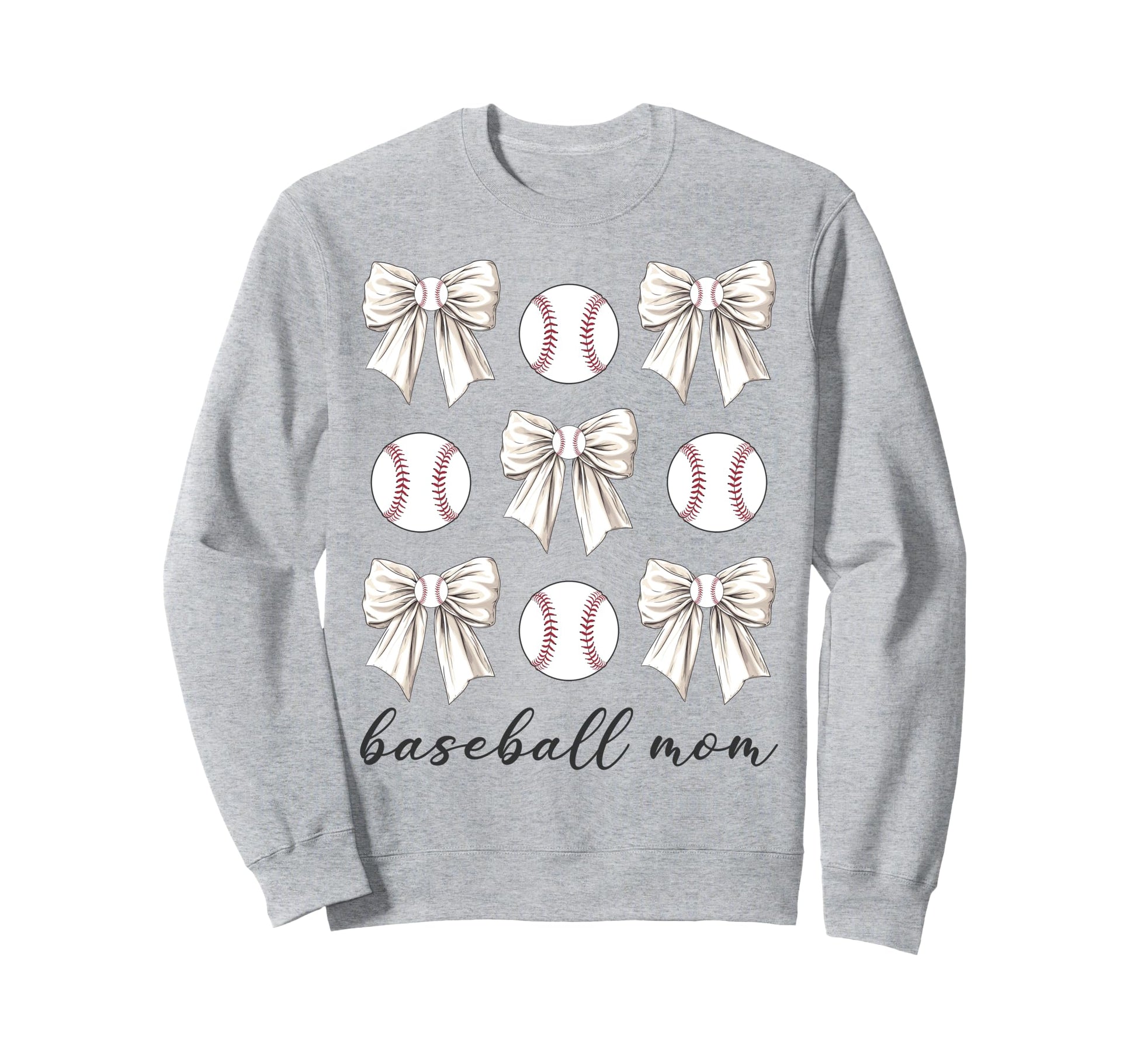 Coquette Bow Baseball Mom Sweatshirt - Fun Novelty Design for Adults - T-Shirt, Sweatshirt, Hoodie
