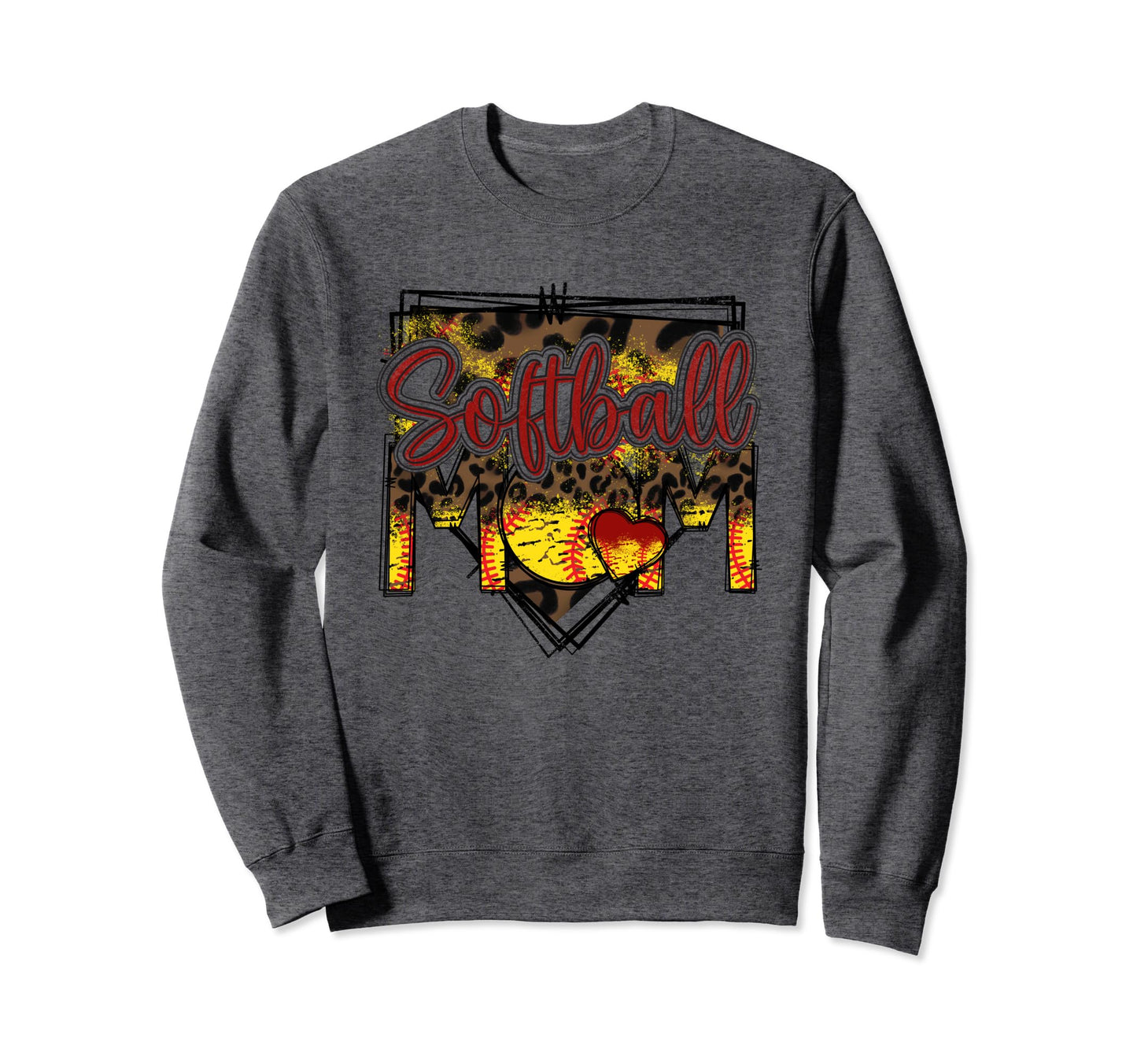 Softball Mom Leopard Funny Sweatshirt - Streetwear Style for Adults - T-Shirt, Sweatshirt, Hoodie