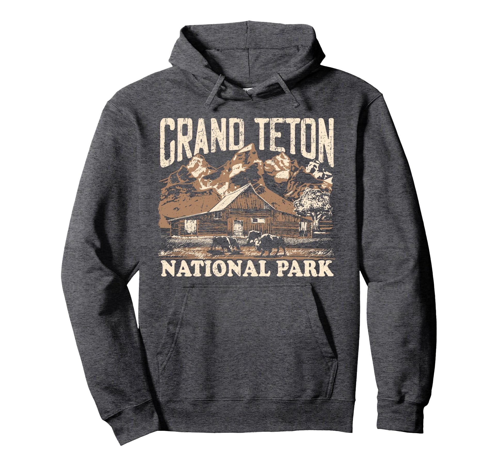 Grand Teton National Park Distressed Hoodie - Graphic Print Men Women - T-Shirt, Sweatshirt, Hoodie