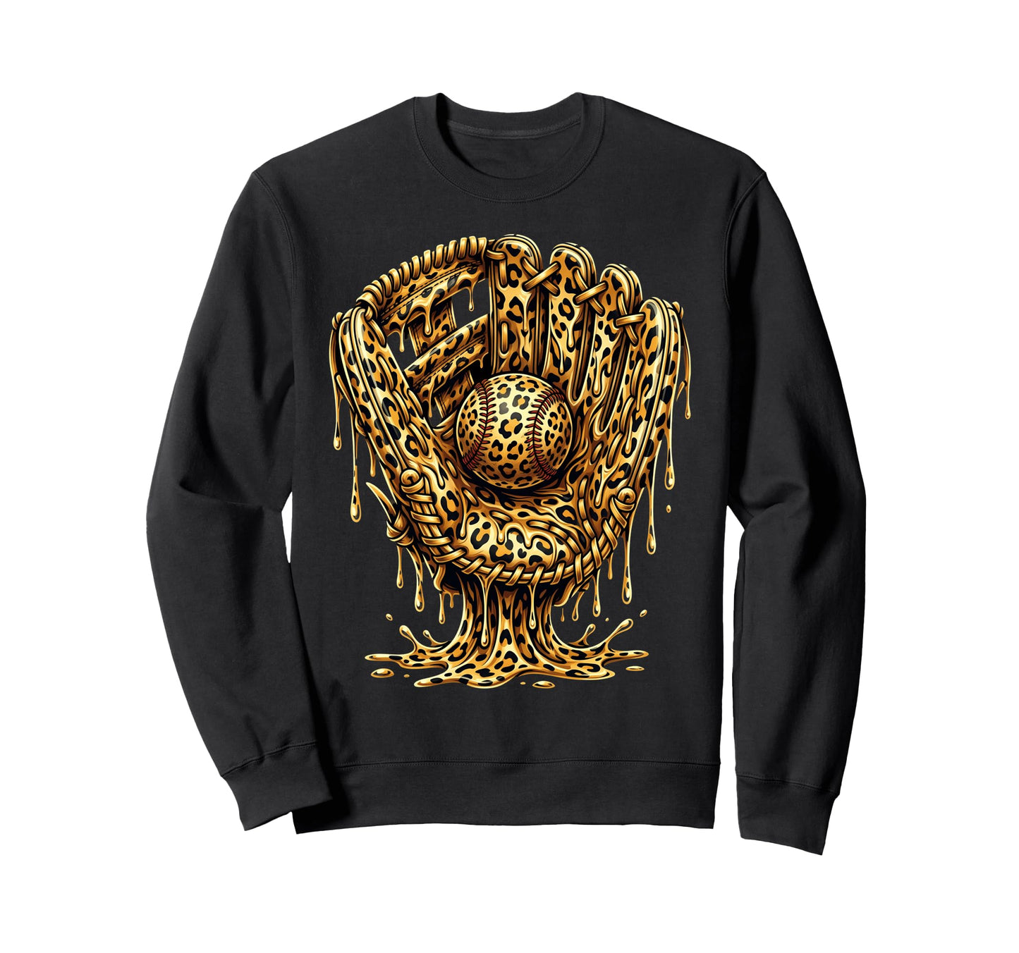 Drip Baseball Leopard Pattern Dripping Sweatshirt - Graphic Print Unisex - T-Shirt, Sweatshirt, Hoodie