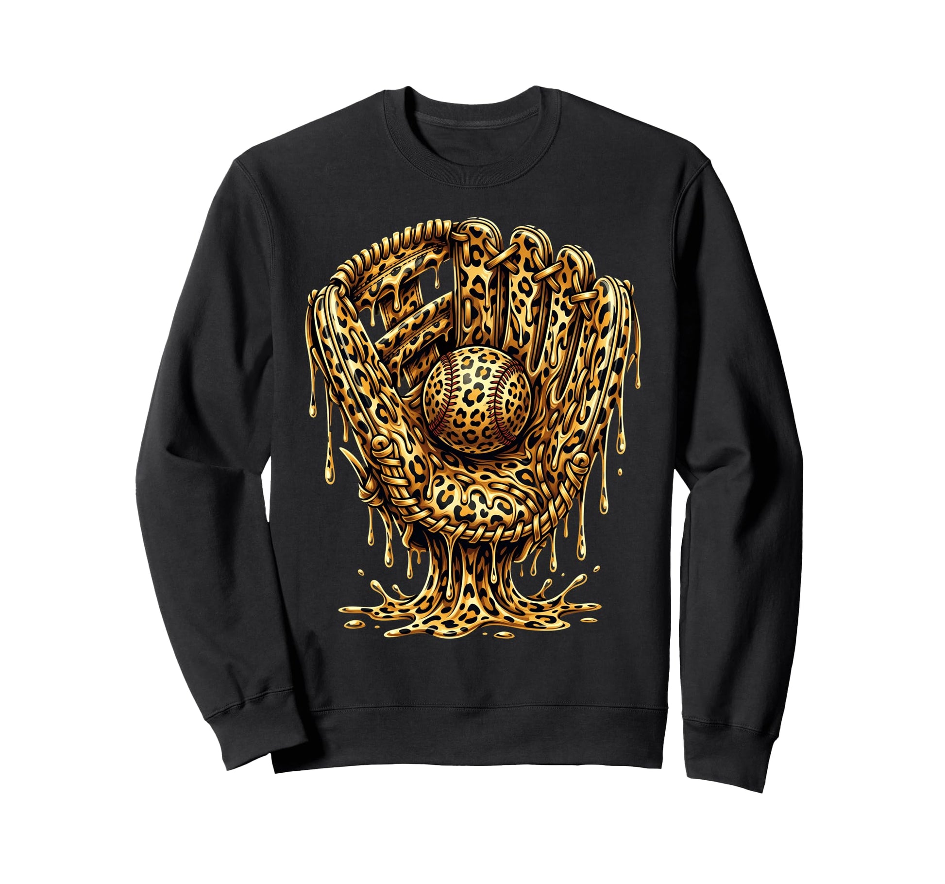 Drip Baseball Leopard Pattern Dripping Sweatshirt - Graphic Print Unisex - T-Shirt, Sweatshirt, Hoodie