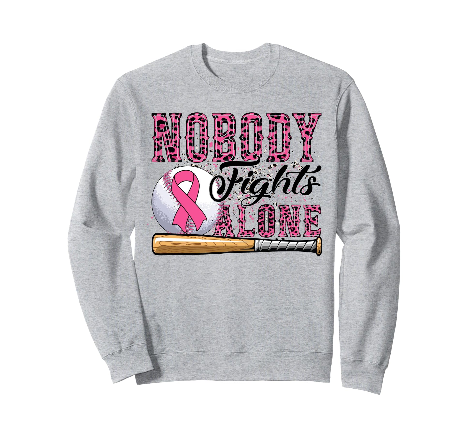 Nobody Fights Alone Breast Cancer Sweatshirt - Novelty Apparel Unisex - T-Shirt, Sweatshirt, Hoodie