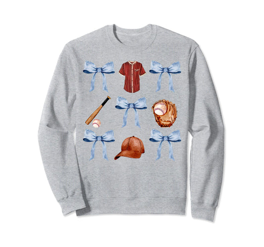 Baseball Coquette Bow Mothers Sweatshirt - Casual Everyday Wear Men Women - T-Shirt, Sweatshirt, Hoodie